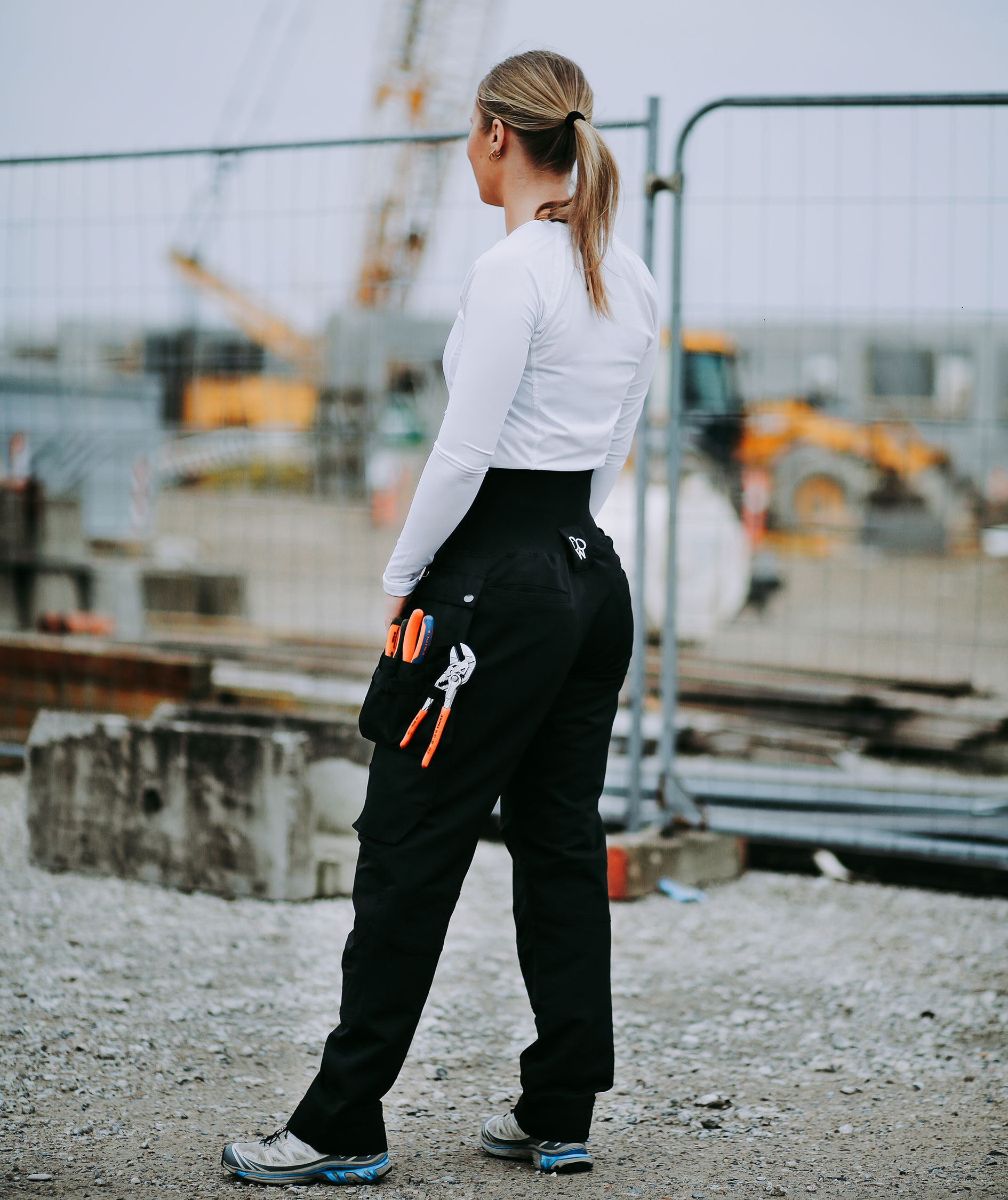CO Workwear dame h&aring;ndv&aelig;rkerbukser full stretch, Sort, large image number 5