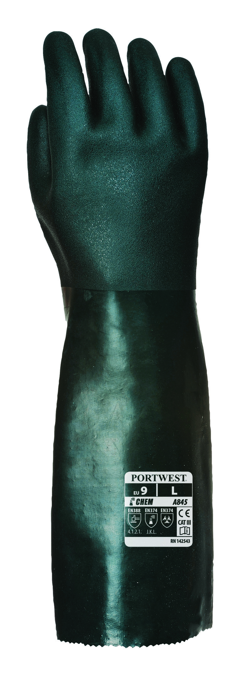 Portwest A845 PVC kjemikaliehansker, 45 cm, Gr&oslash;nn, Gr&oslash;nn, large image number 2