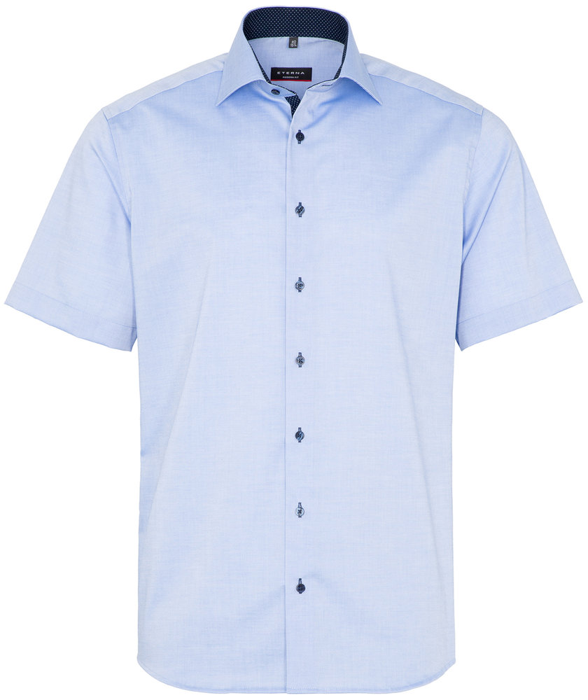 Eterna Fein Oxford Modern fit kort&auml;rmad skjorta, Bl&aring;