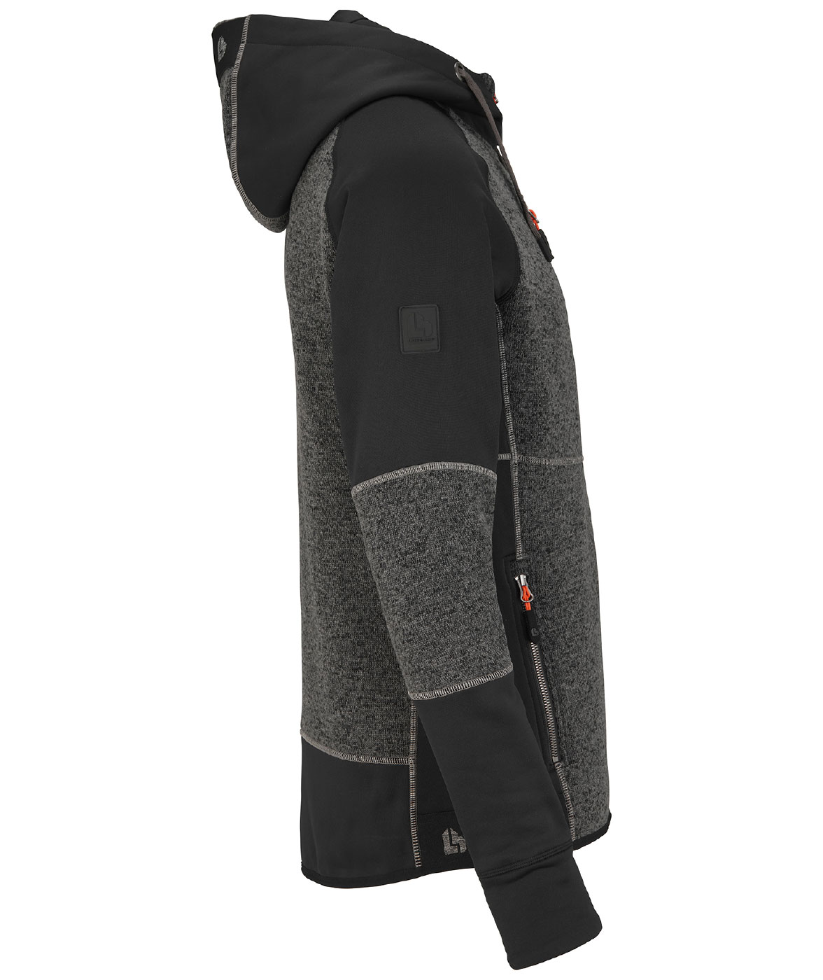 L.Brador Aereo hoodie with zipper 6034P, Black/Grey melange, large image number 2
