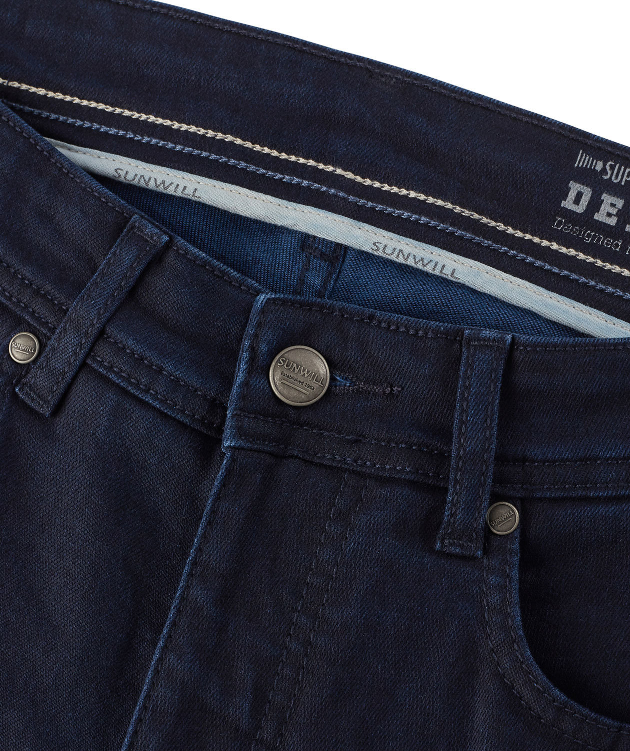 Sunwill Super Stretch Fitted Jeans, Dark blue washed, large image number 3