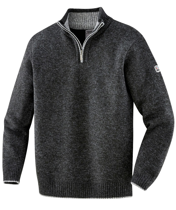 Terrax &frac12;-zip stickad tr&ouml;ja, Svart melange