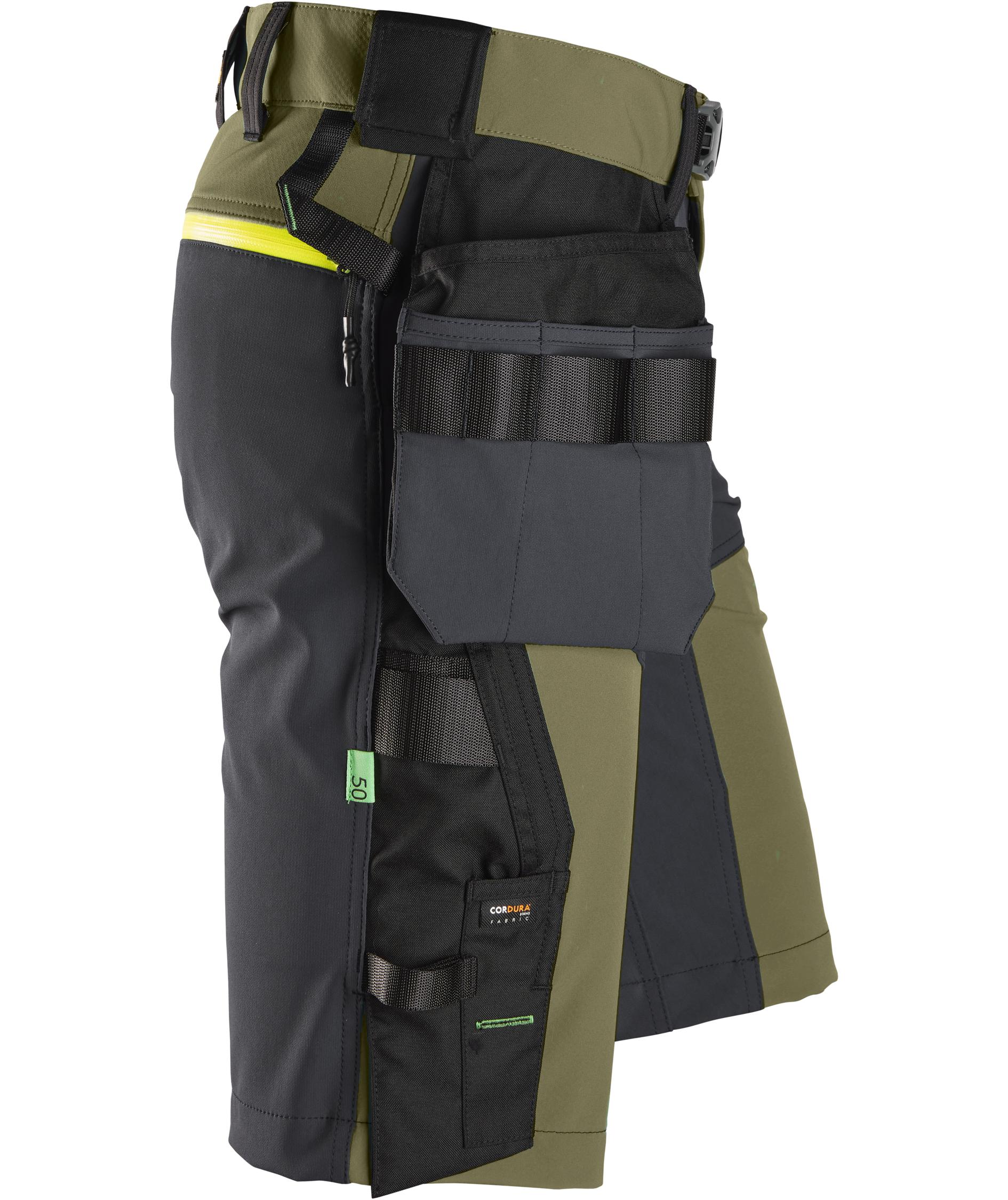 Snickers FlexiWork h&aring;ndverkershorts+ 6140, Khaki Green/Steel Grey, large image number 2