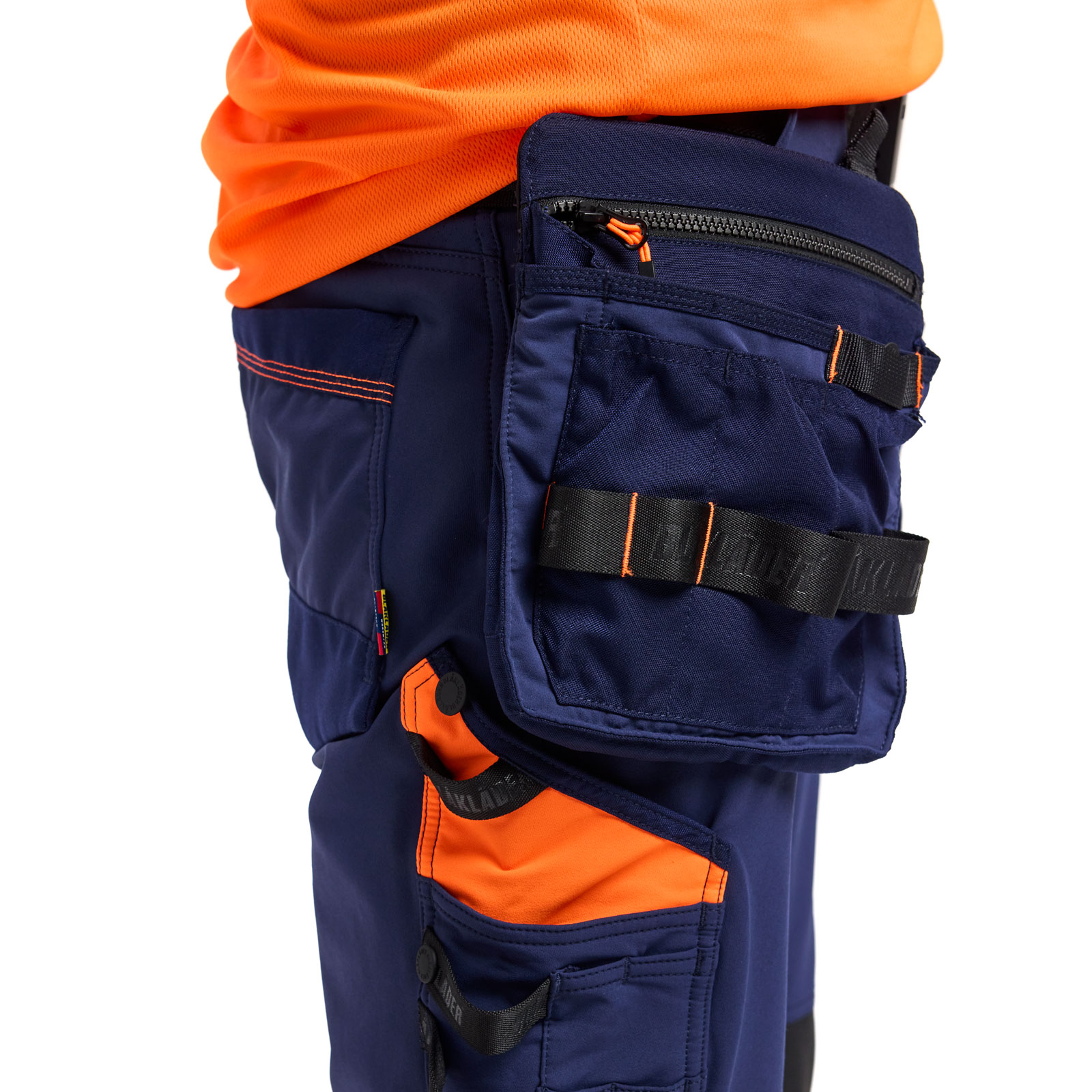 Bl&aring;kl&auml;der ToolRig&trade; h&aring;ndv&aelig;rkerbukser full stretch, Marine/Hi-Vis Orange, large image number 6