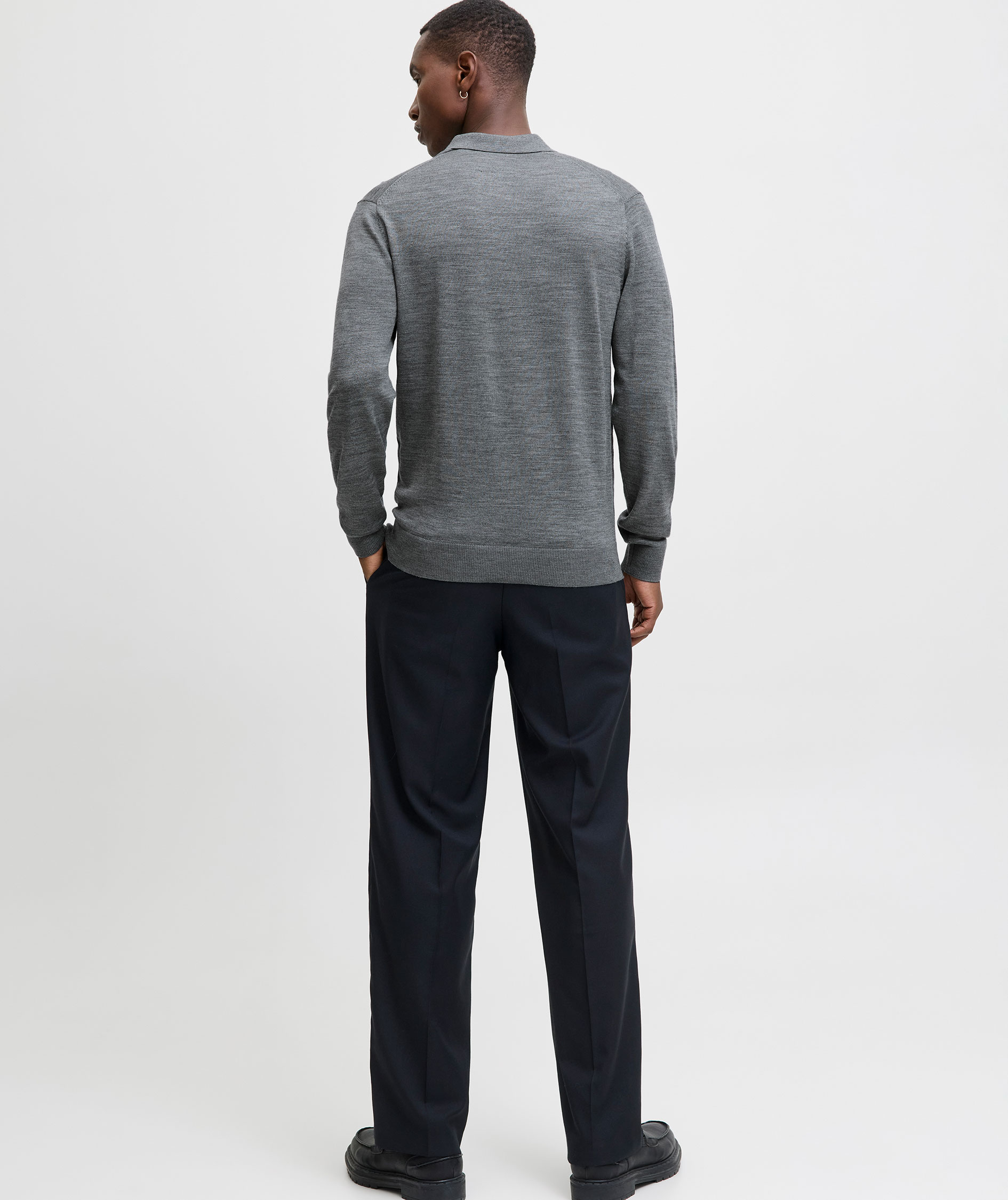 Jack & Jones Premium JPRBLAMERINO polo striktr&oslash;je med merinould, Medium Grey Melange, large image number 3