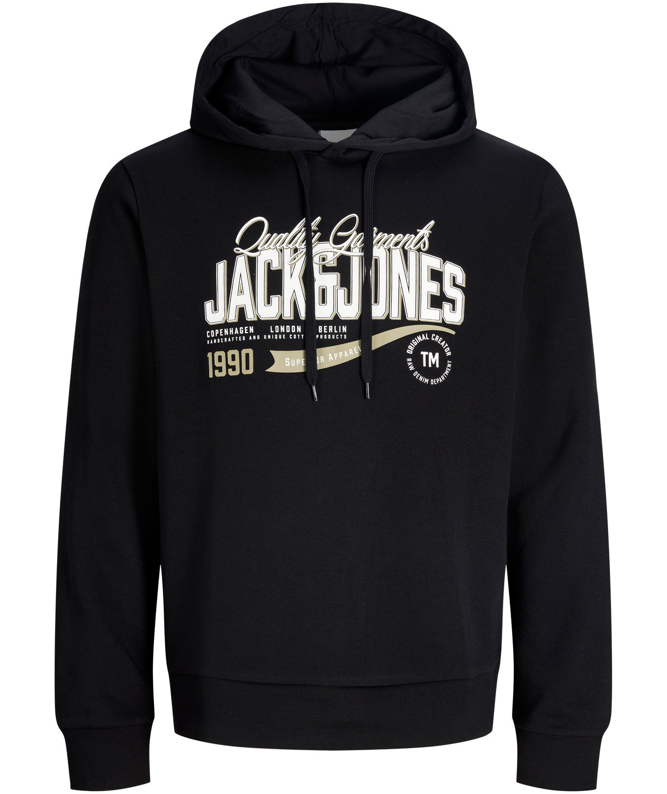 Jack & Jones Plus JJELOGO hoodie, Black, Black, swatch