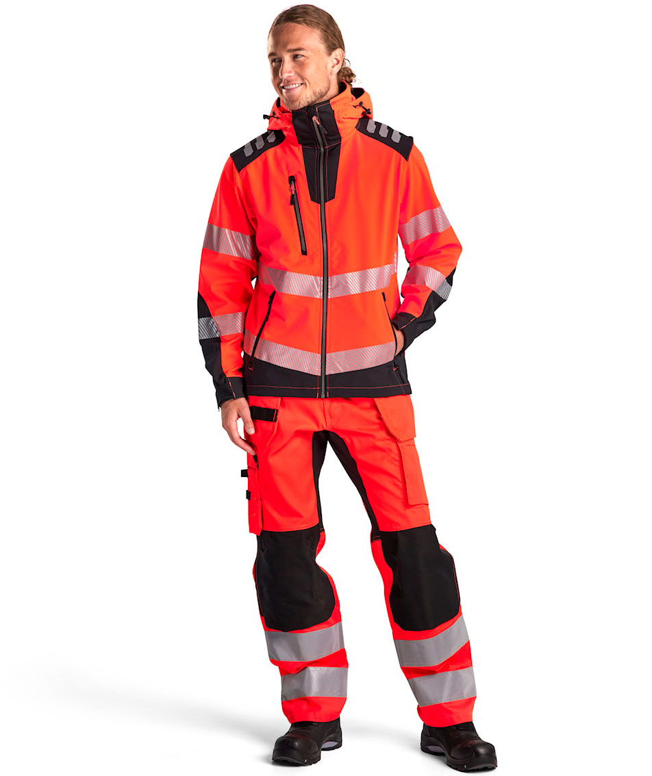 Bl&aring;kl&auml;der Softshelljacke, Hi-vis Rot/Schwarz