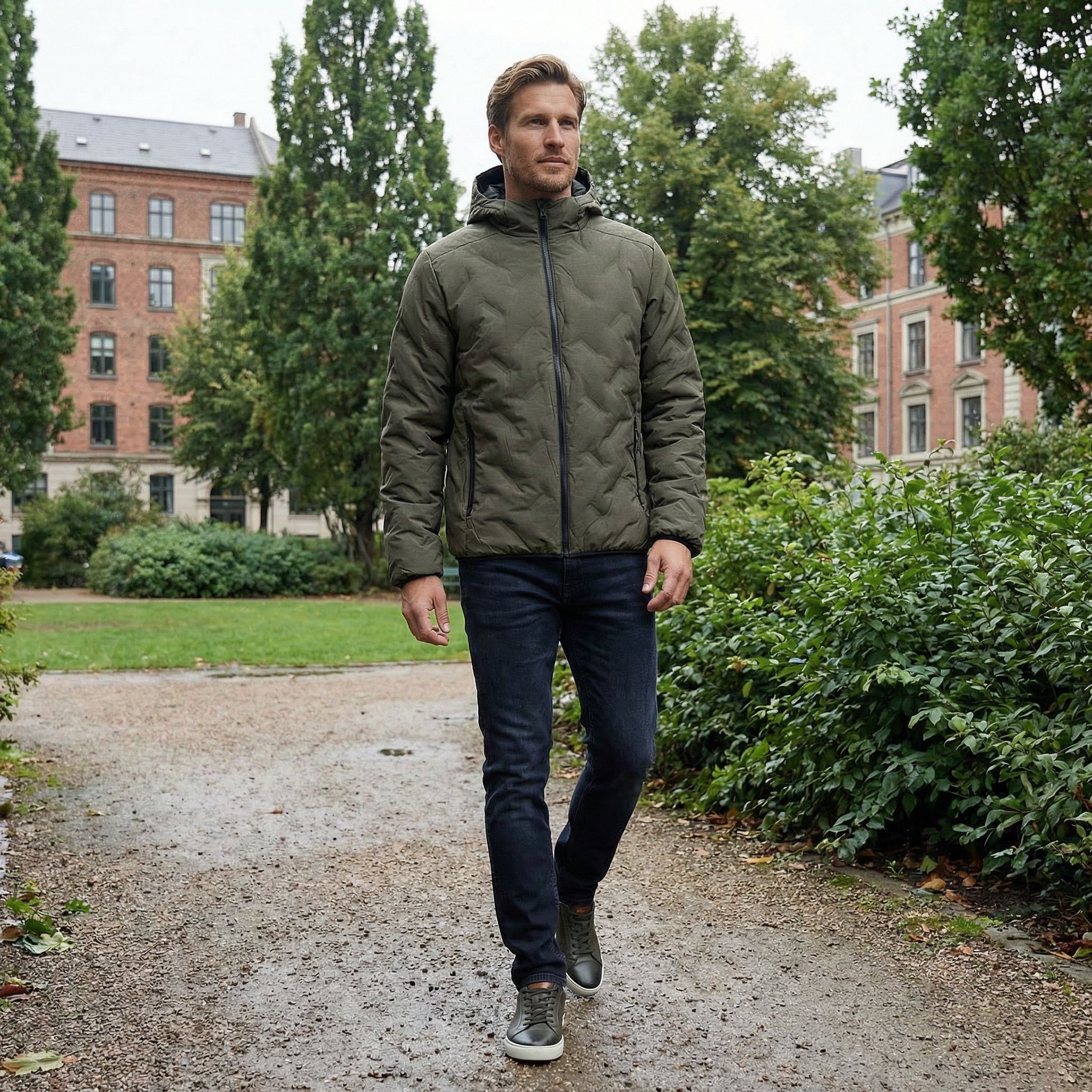 GEYSER vadderad jacka, Olivmelerad