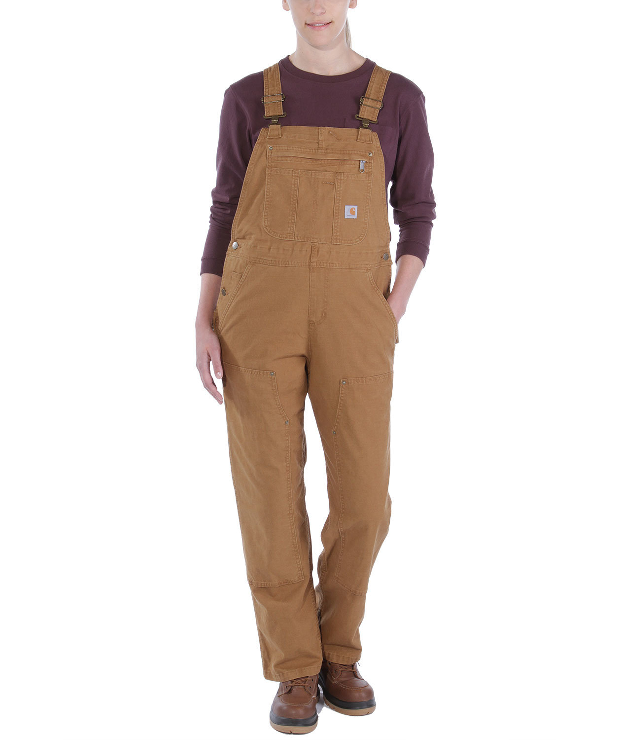Carhartt Double Front BIB overall dam, Brun, large image number 1