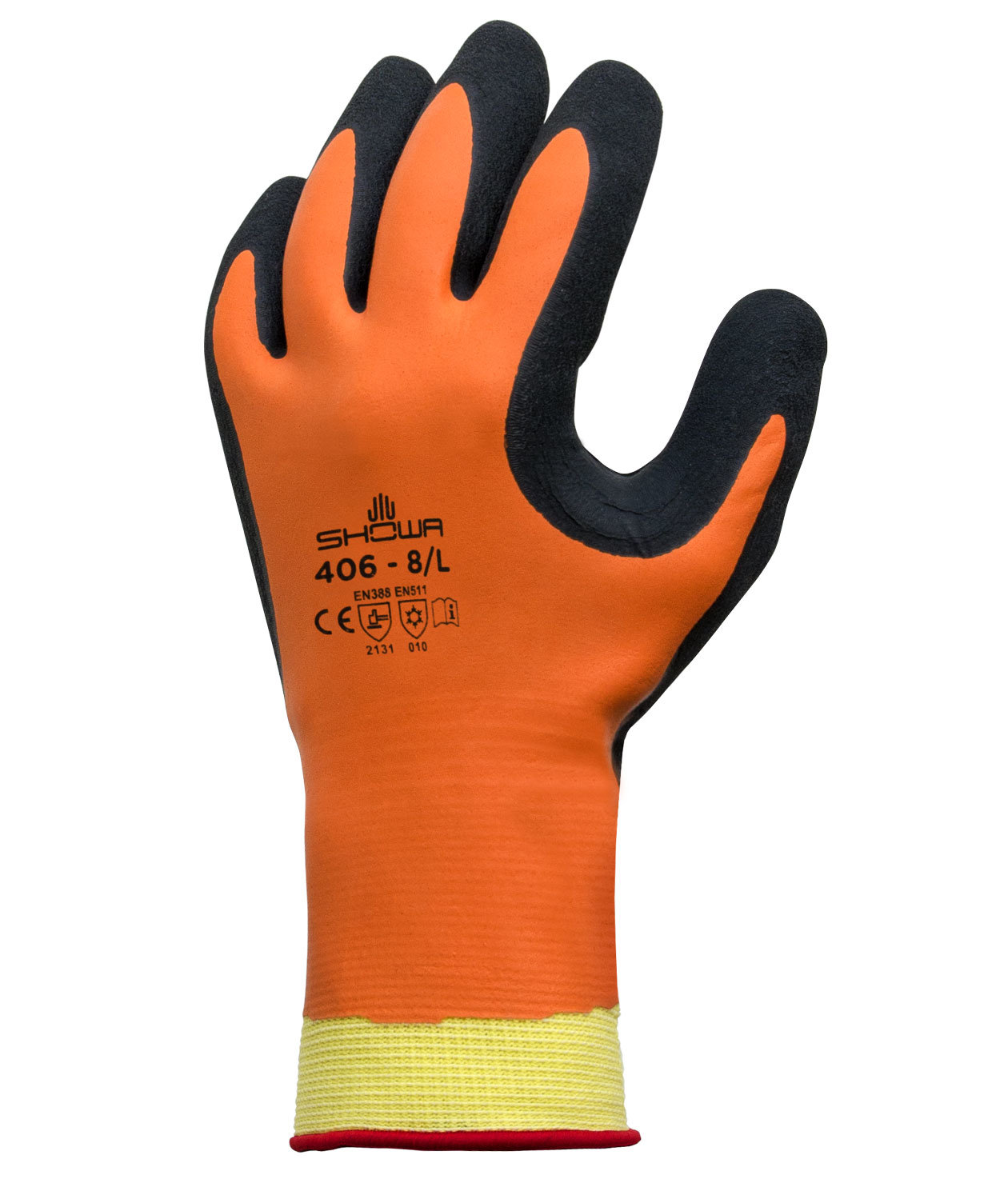 Showa 406 dual latex winter gloves, Orange/Black, large image number 0