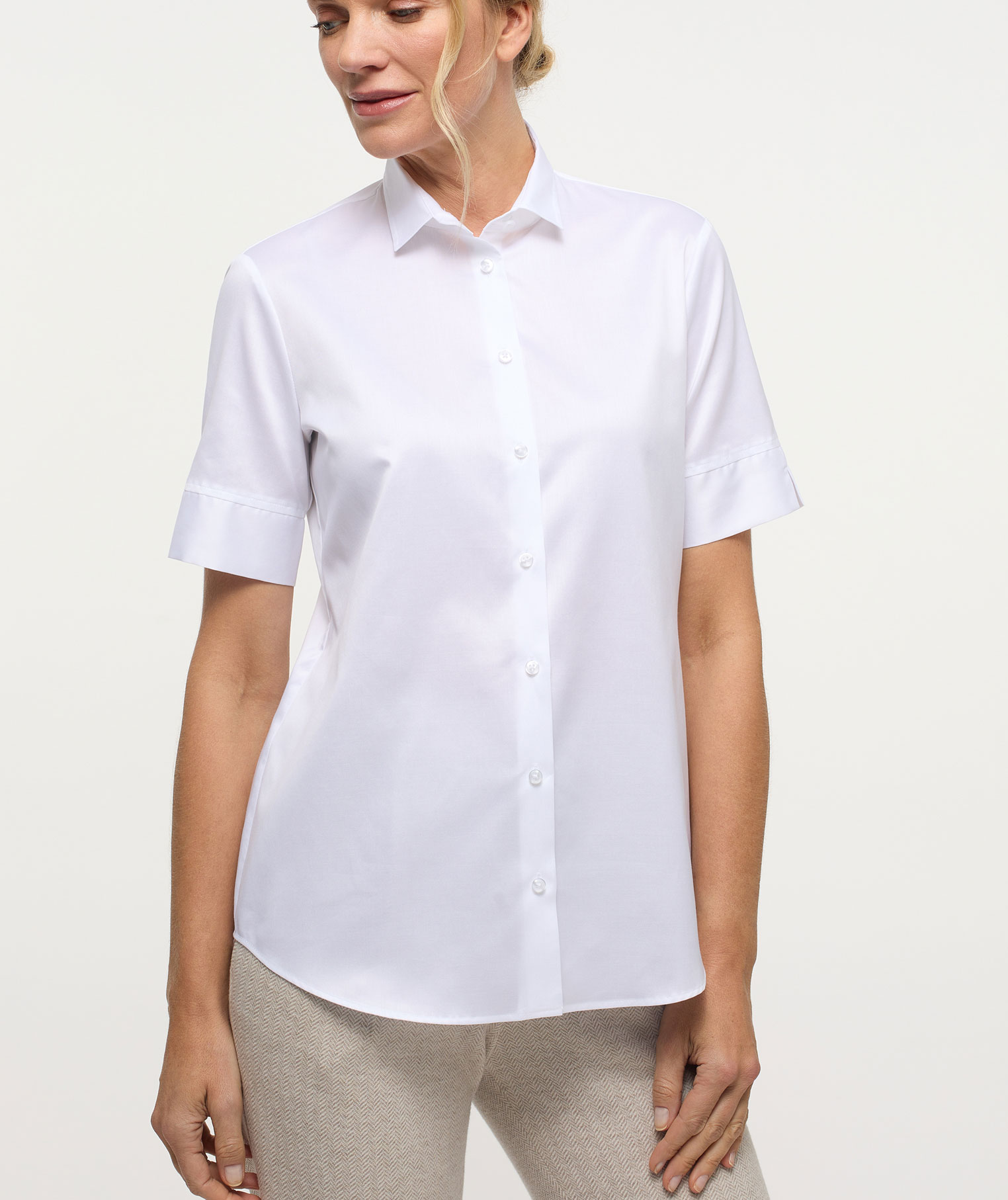 Eterna Cover regular kort&auml;rmad skjorta dam, White