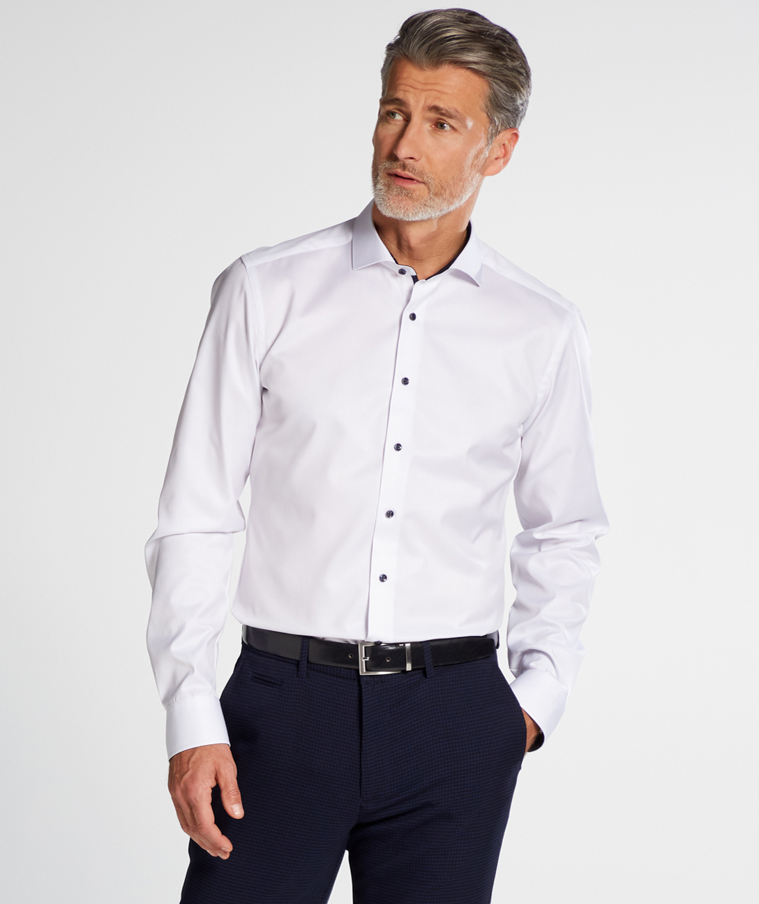 Eterna Cover Slim fit skjorta med kontrast, White, large image number 1