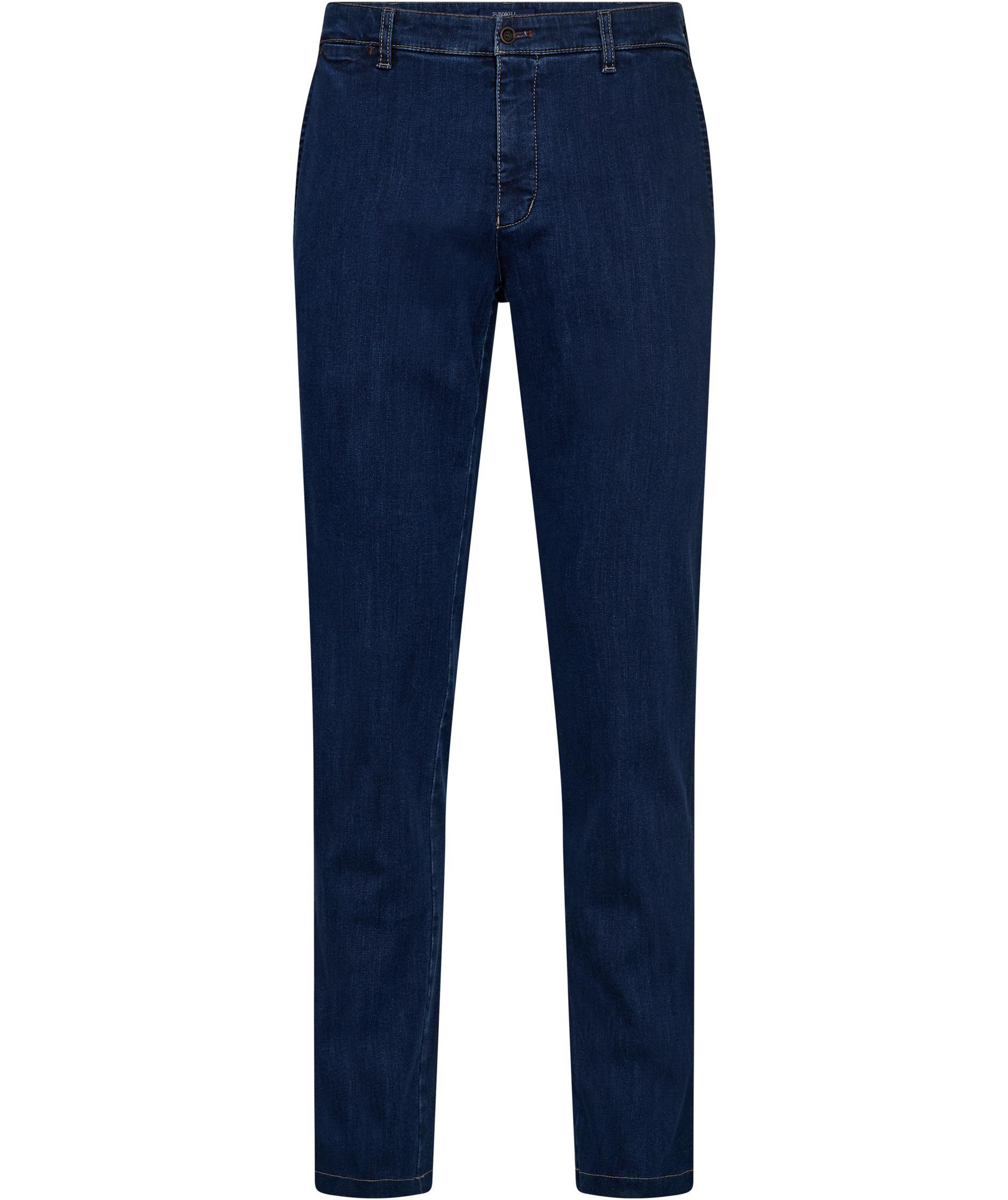 Sunwill Extreme flex fitted fit denim chinos, Dark blue