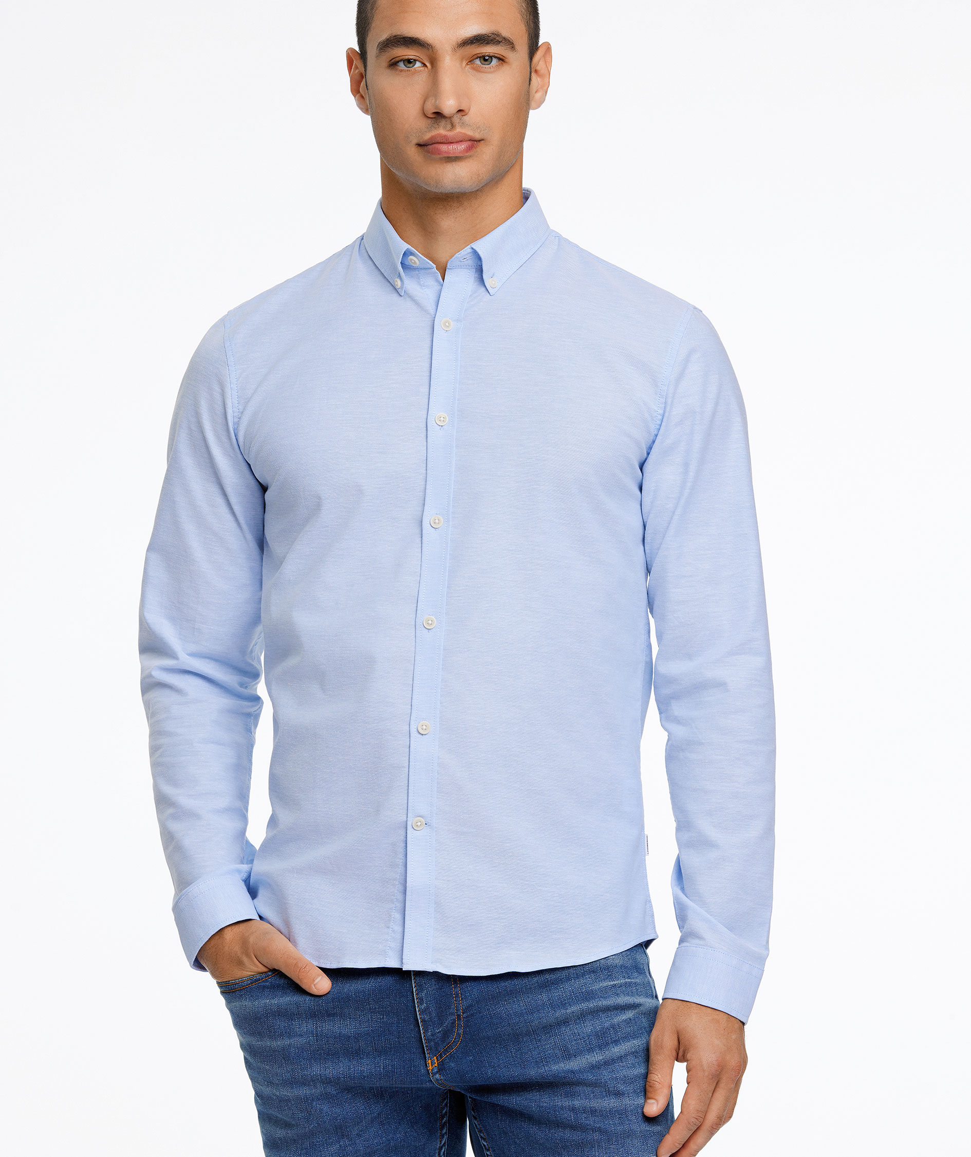 Lindbergh Oxford superflex skjorta, LT Blue Mix, large image number 5