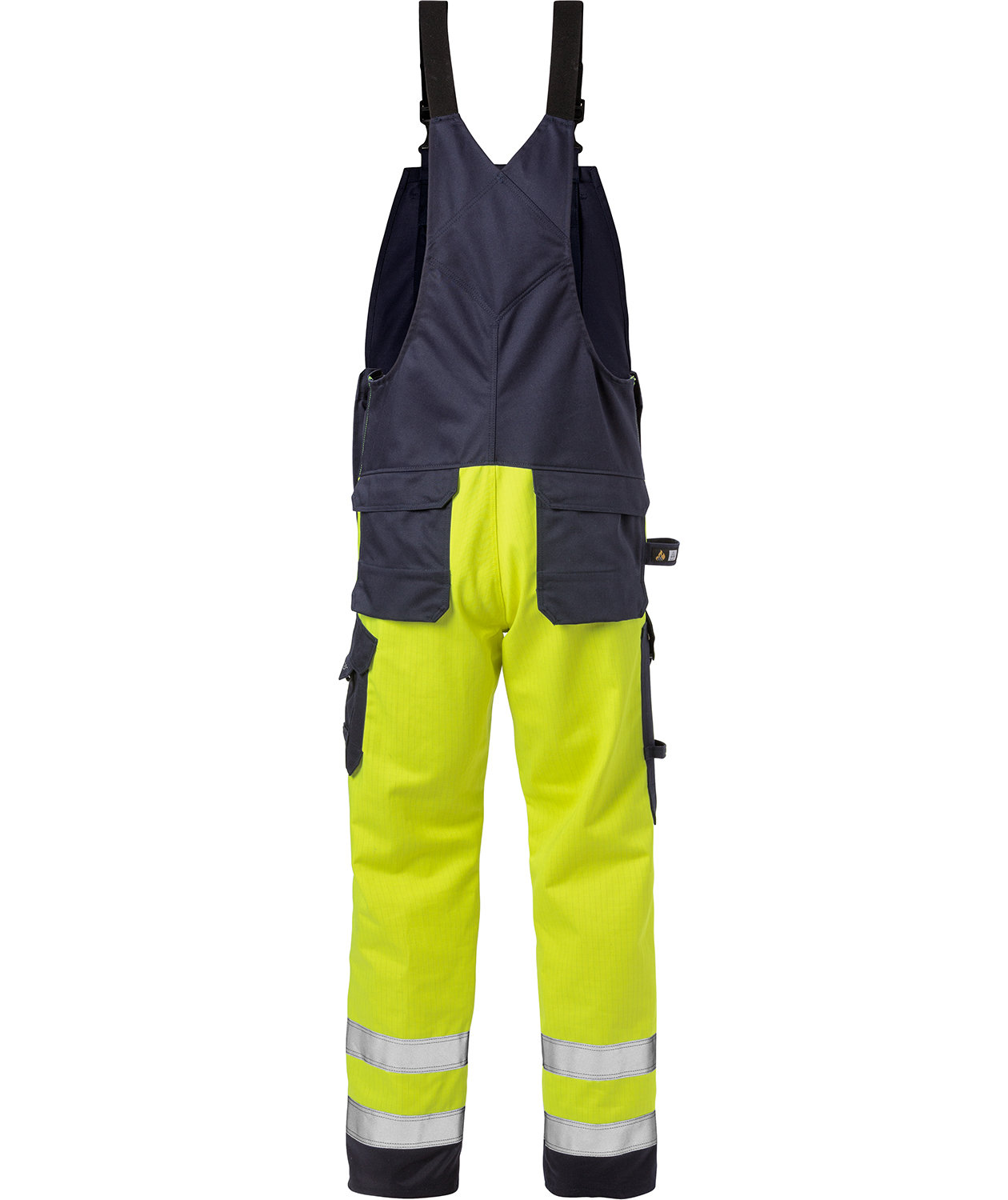 Fristads Flame selebukse 1585 FLAM, Hi-vis gul/marinebl&aring;