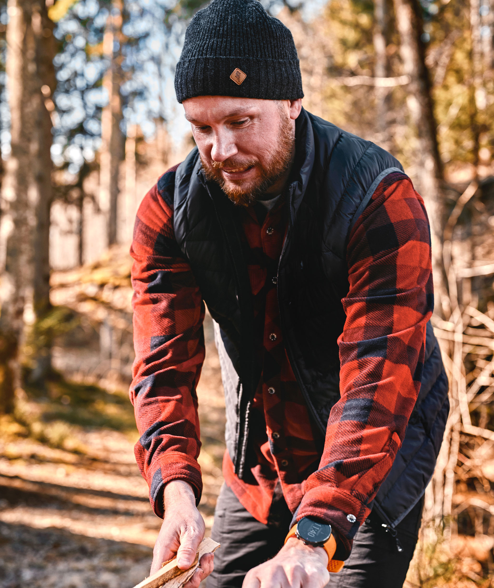 Pinewood Canada fleeceskjorte, R&oslash;d/Sort