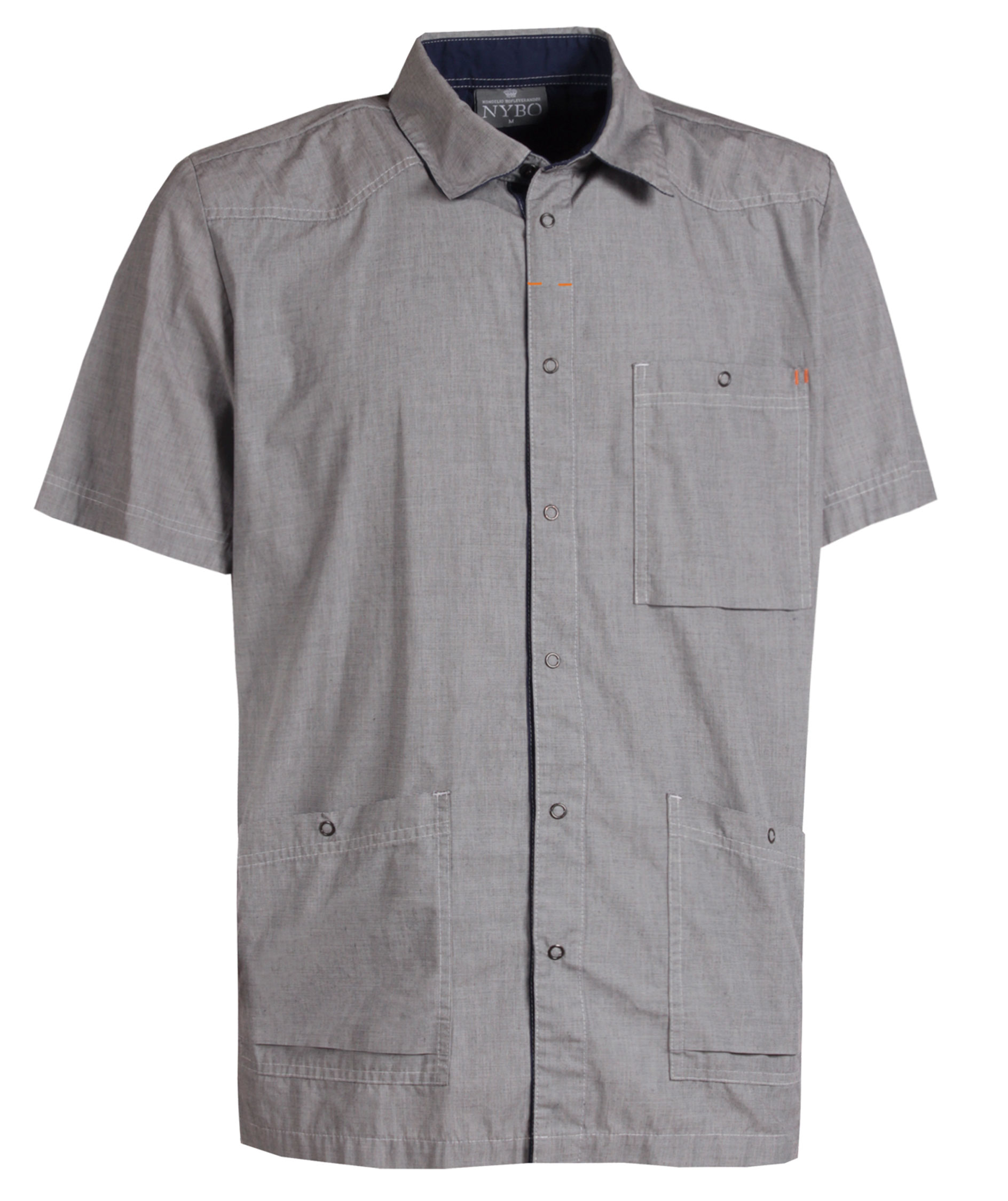 Nybo Workwear Flair regular fit kortermet skjorte, Gr&aring;/Navy, large image number 0