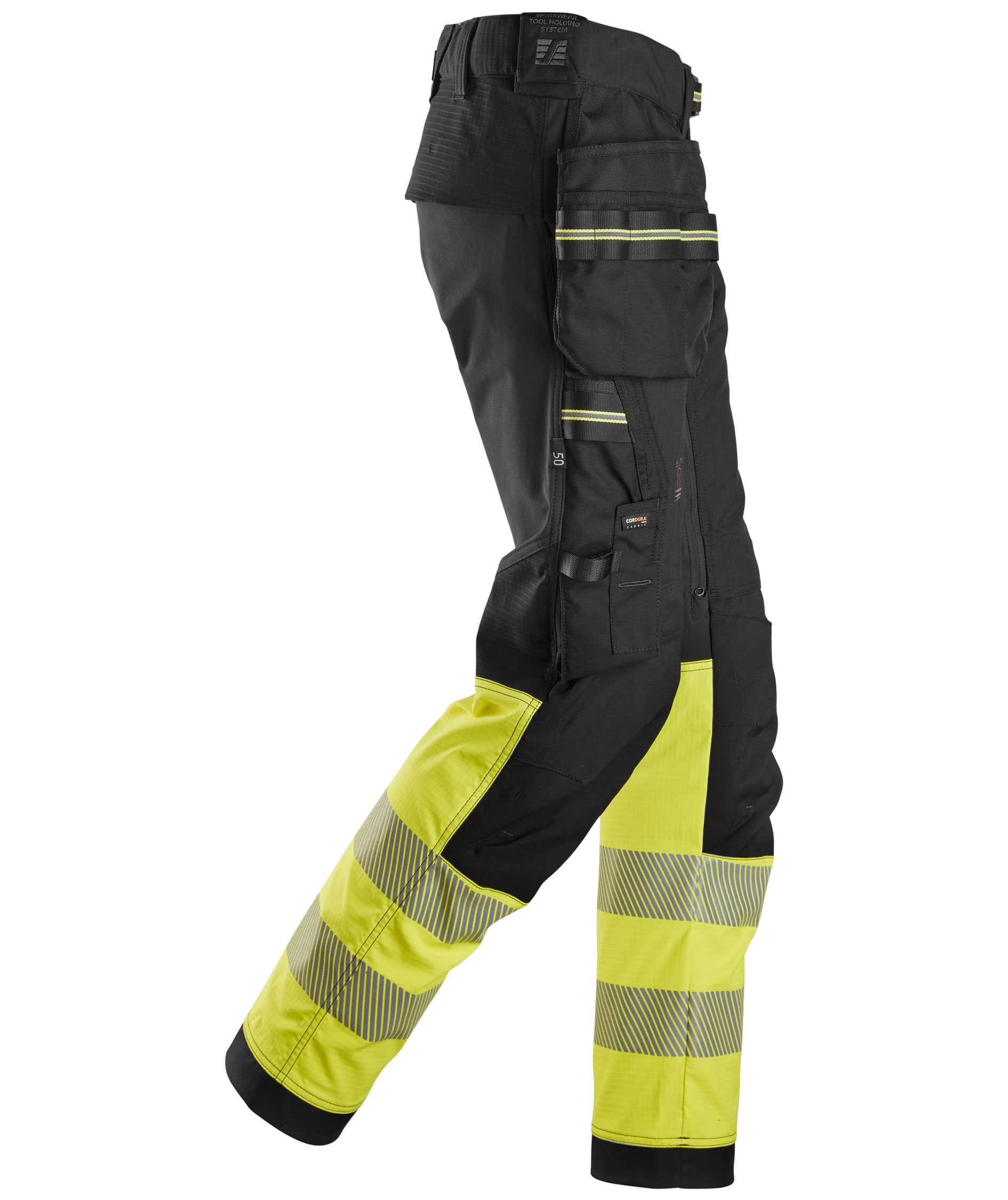 Snickers h&aring;ndv&aelig;rkerbukser 6934, Sort/Hi-Vis Gul, large image number 2