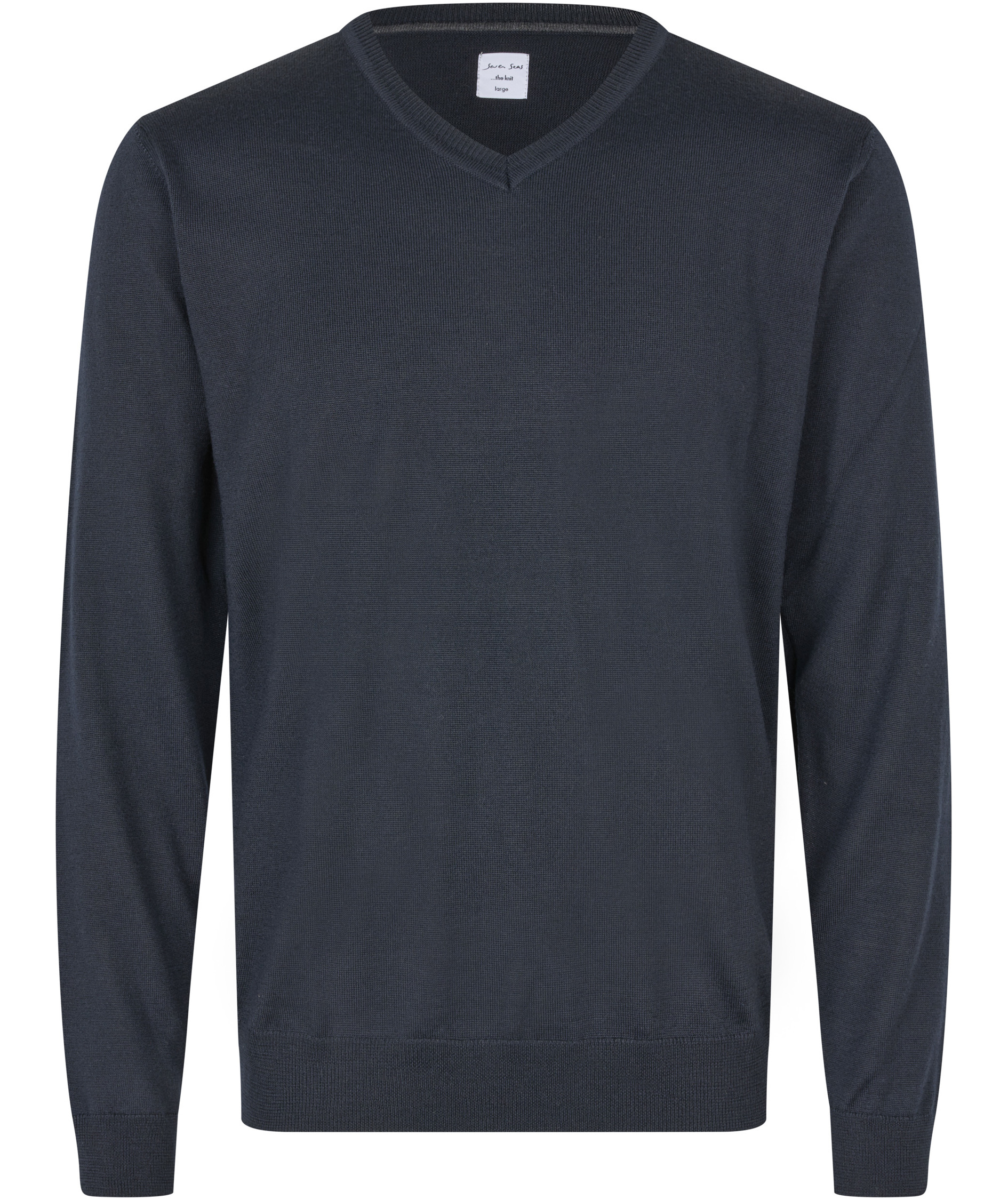 Seven Seas stickad tr&ouml;ja med ull, Navy