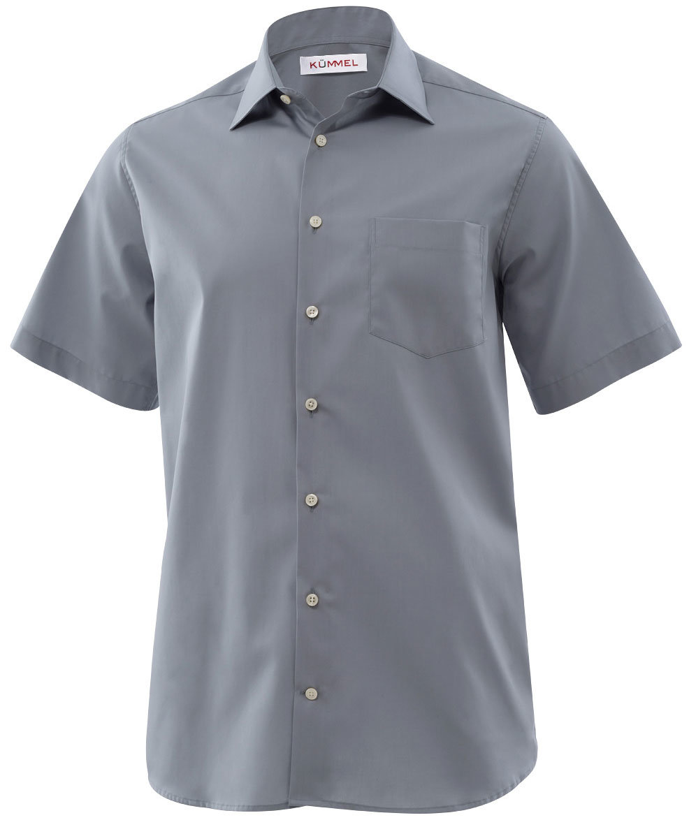 K&uuml;mmel Frankfurt kort&auml;rmad Slim fit skjorta med br&ouml;stficka, Gr&aring;