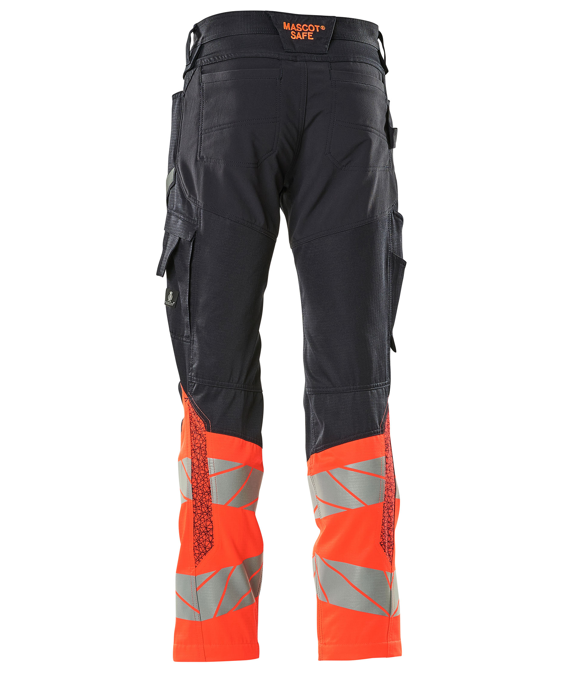 Mascot Accelerate Safe arbeidsbukse, M&oslash;rk Marine/Hi-Vis R&oslash;d
