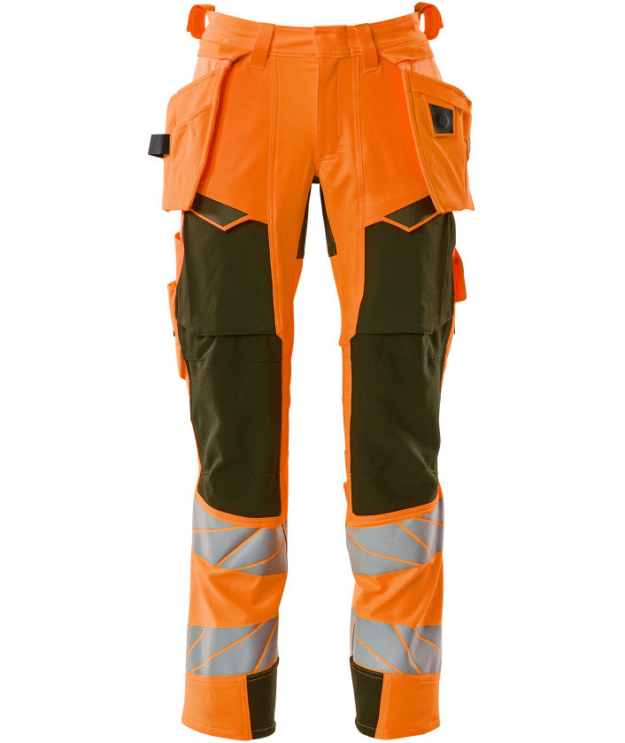 Mascot Accelerate Safe Handwerkerhose Full stretch, Hi-Vis Orange/Moosgr&uuml;n, Hi-Vis Orange/Moosgr&uuml;n, swatch