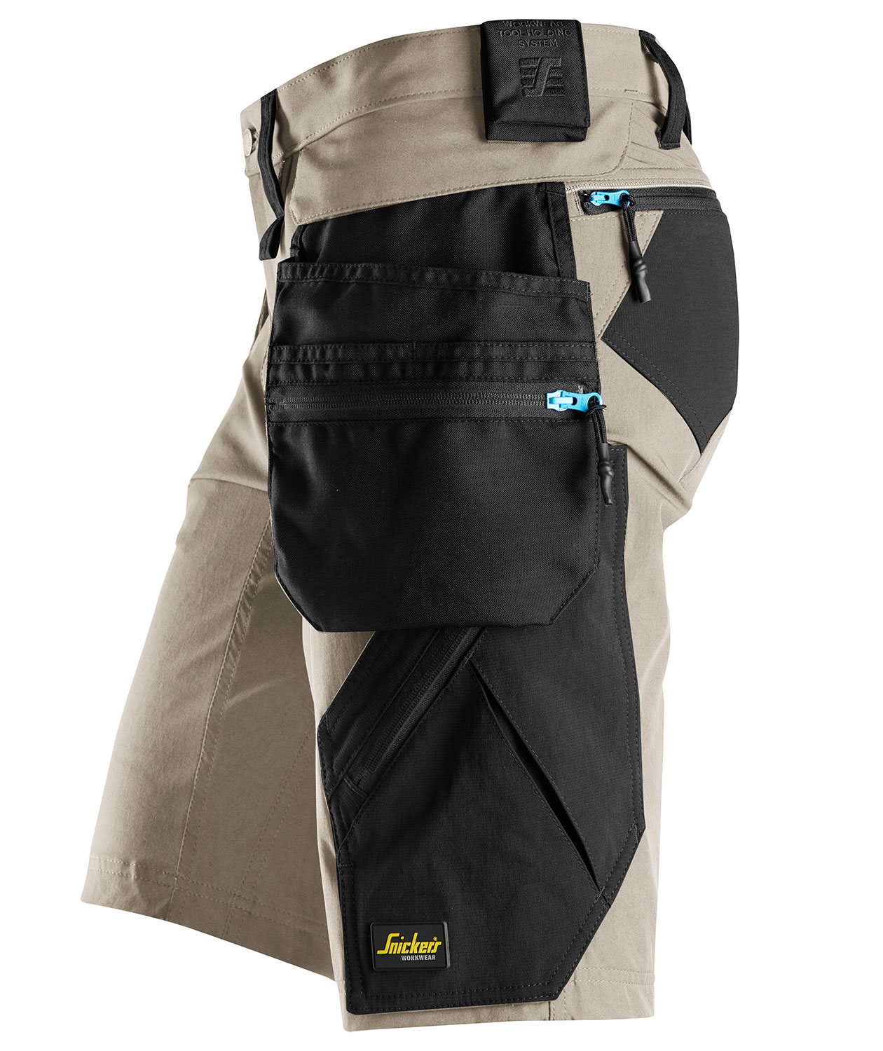 Snickers LiteWork h&aring;ndv&aelig;rkershorts 6108 full stretch, Khaki/Sort, large image number 3