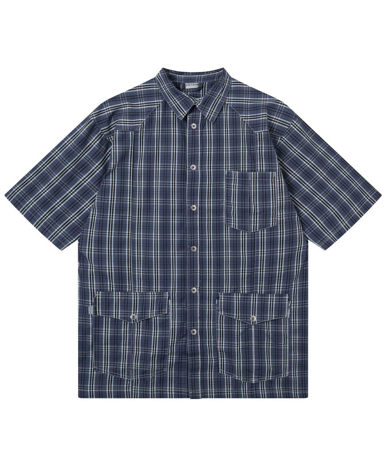 Kentaur kort&auml;rmad skjorta, Bl&aring;/Svart/Vit Rutig