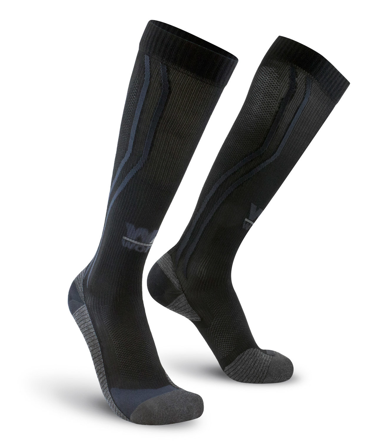 Worik Ready kompressionsstrumpor, Svart/Antracitgr&aring;