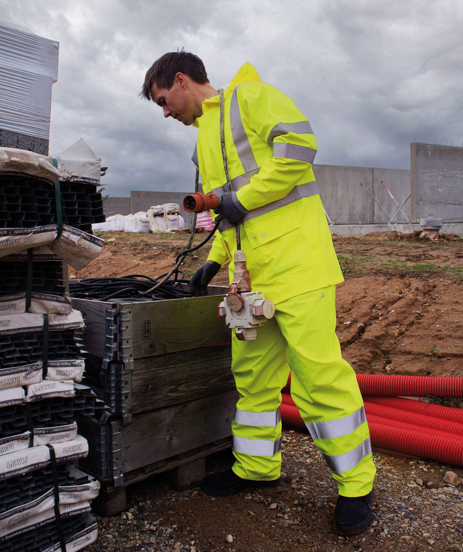 Lyngs&oslash;e PU/PVC regnjacka, Varsel Gul