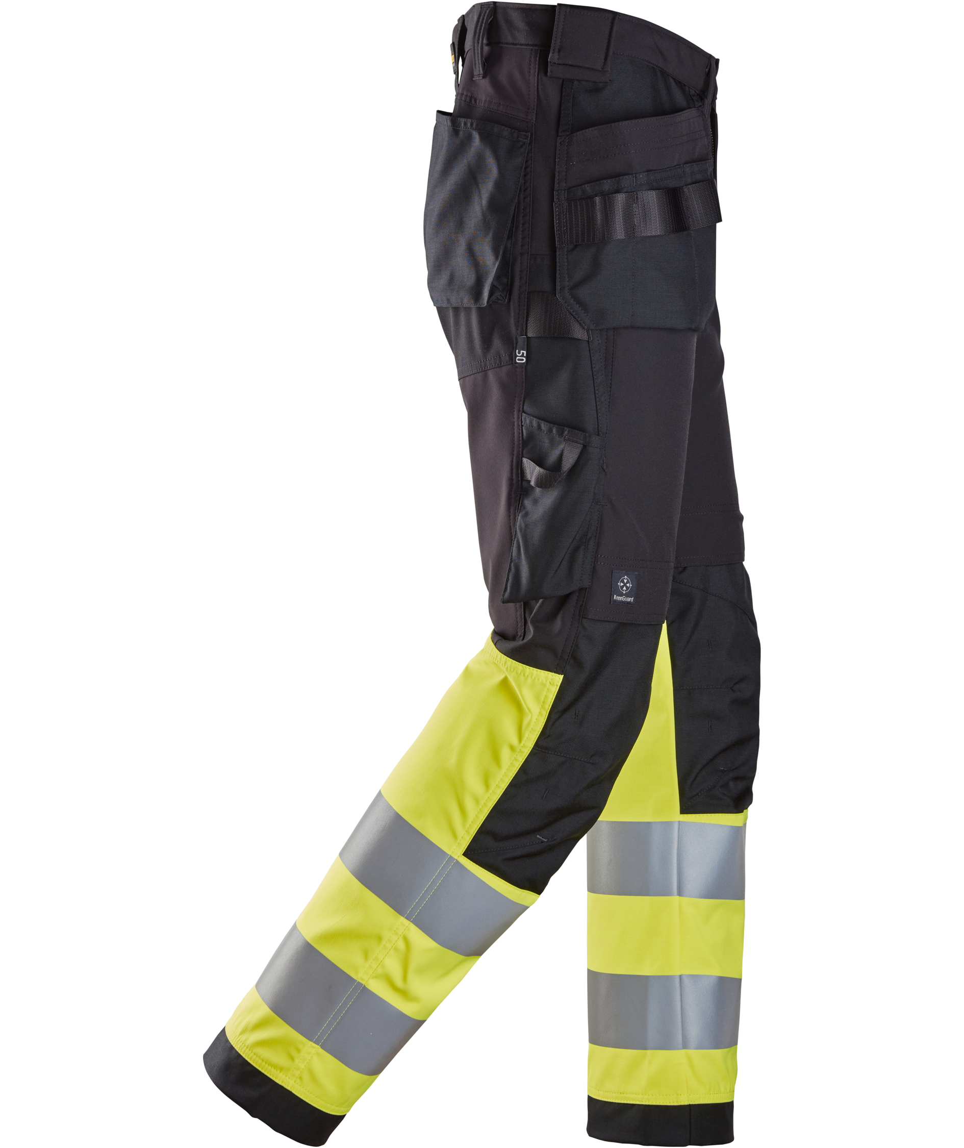 Snickers h&aring;ndv&aelig;rkerbukser 6239, Sort/Hi-Vis Gul, large image number 2