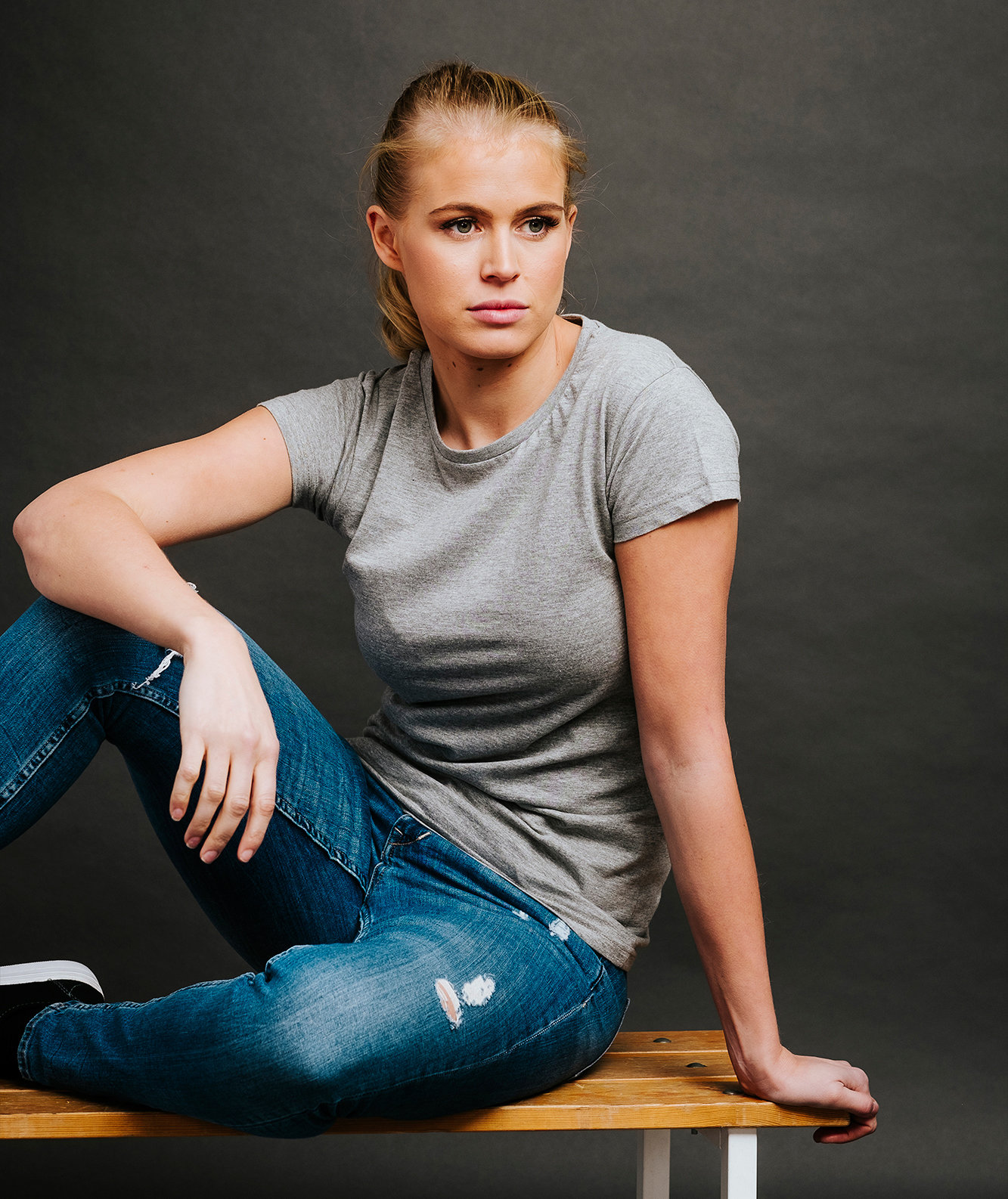 YOU Kos women's T-shirt, Grey Melange