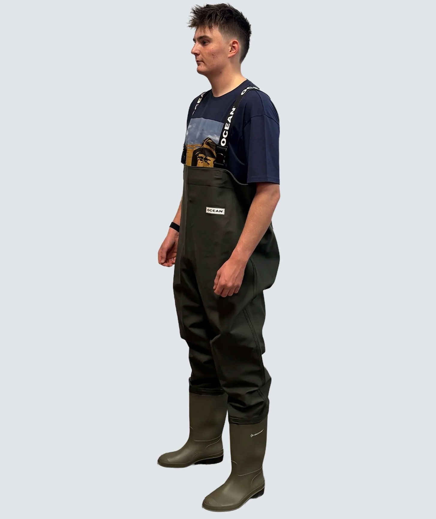 Ocean Deluxe+ waders med Dunlop st&oslash;vler, Olivengr&oslash;n, large image number 2