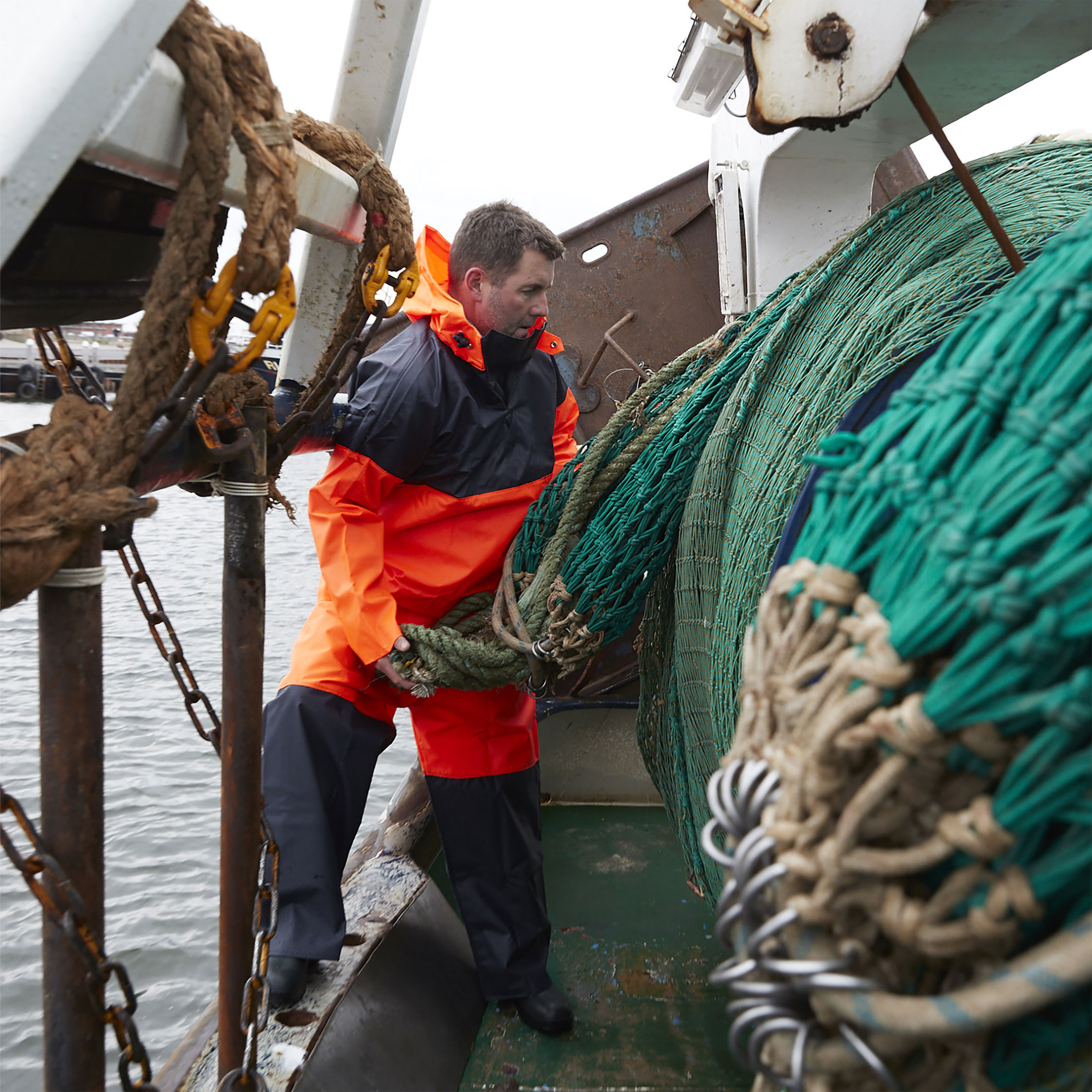 Lyngs&oslash;e PVC regn-busseronne, Hi-vis Oransje/Marinebl&aring;