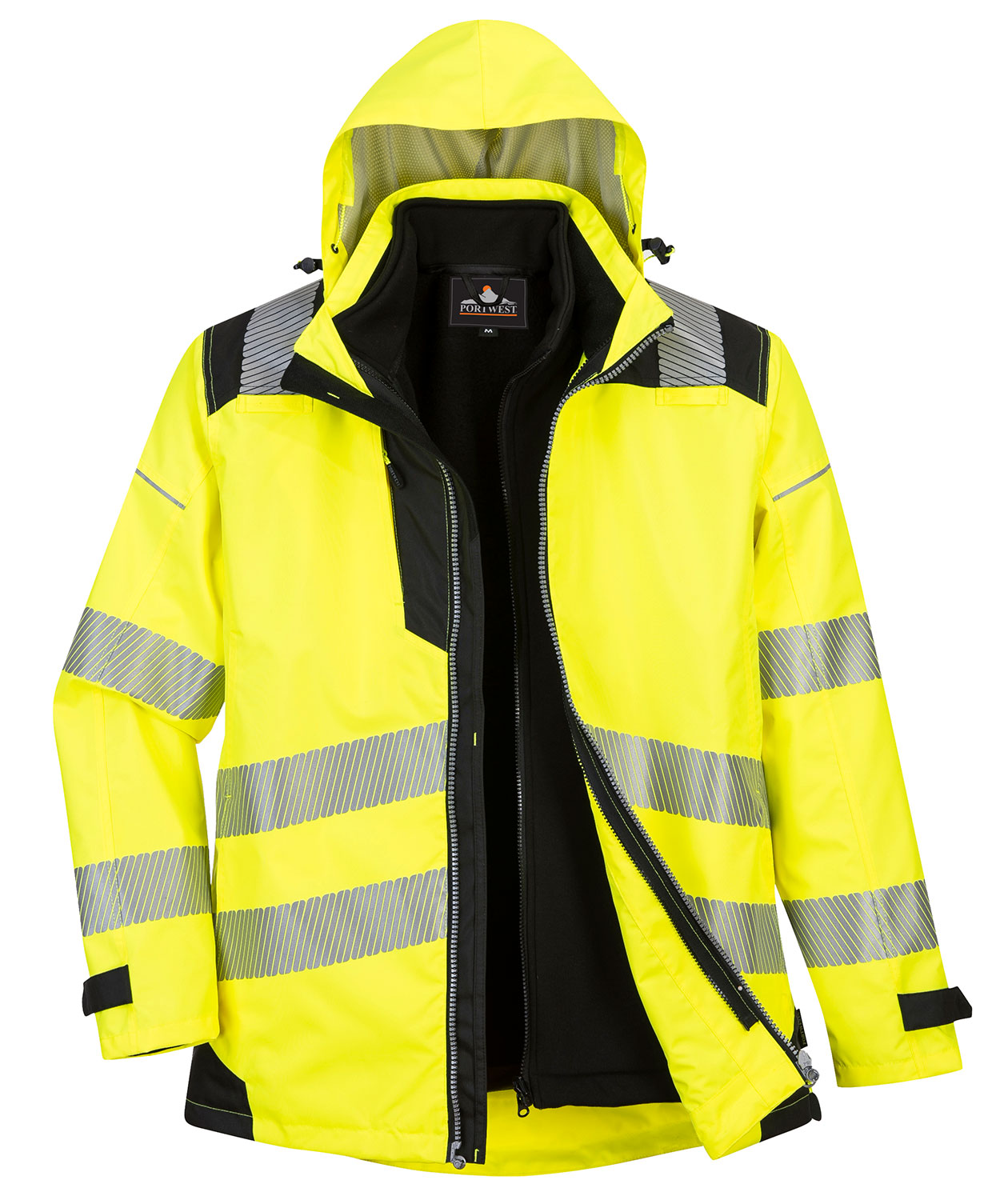 Portwest PW3 3i1 arbetsjacka, Varsel Gul/Svart