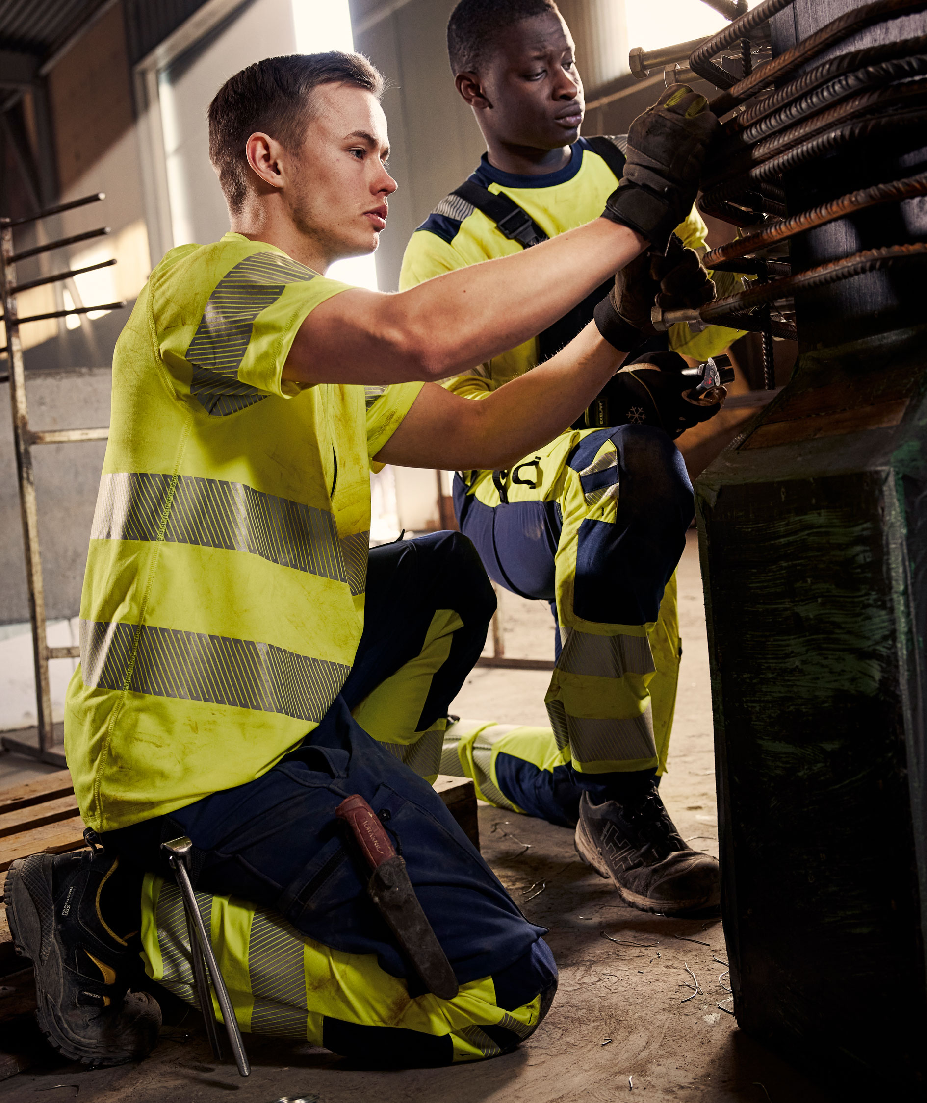 Fristads Green hantverksbyxa full stretch 2643 GSTP, Varsel gul/marinbl&aring;, large image number 5