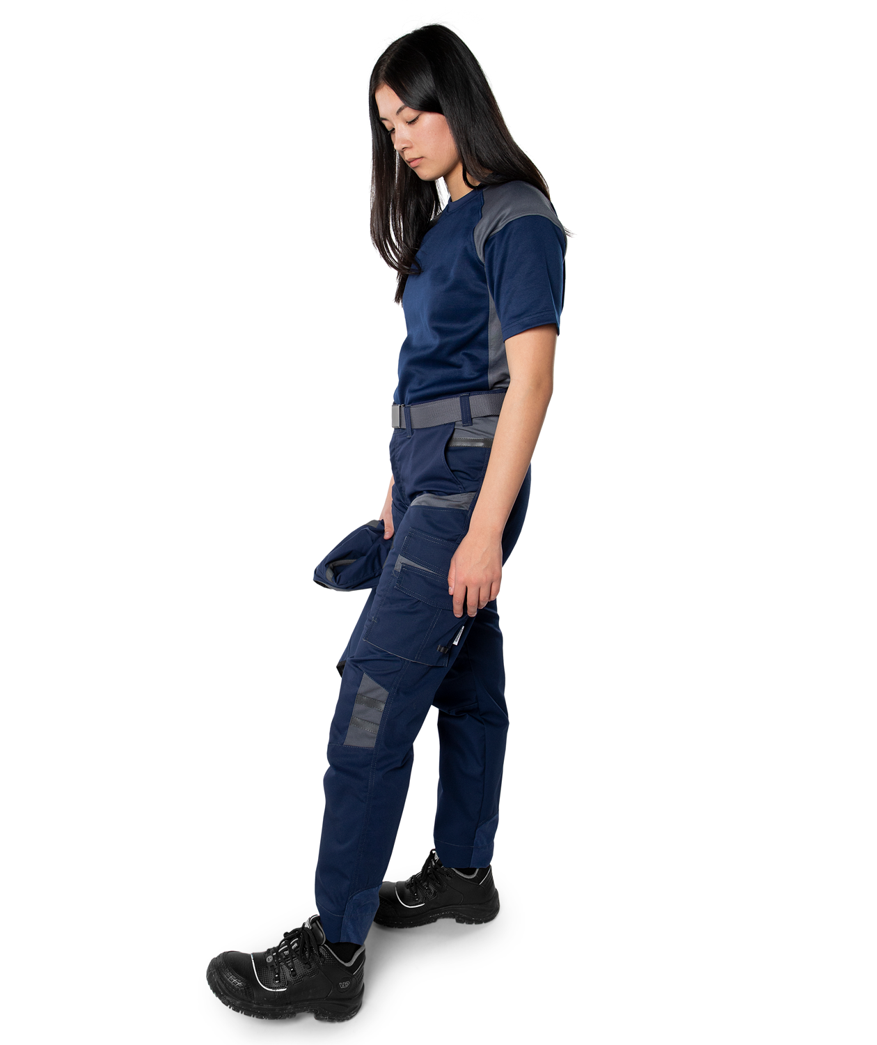 Fristads servicebyxa dam 2554, Marin/Gr&aring;, large image number 2