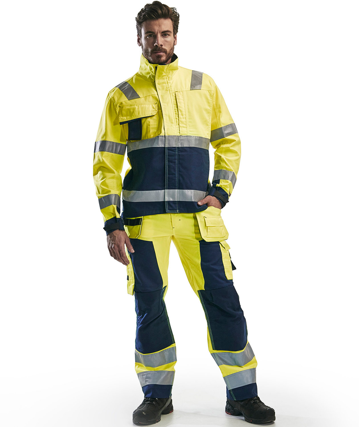 Bl&aring;kl&auml;der Arbeitsjacke, Hi-Vis gelb/marine, large image number 1
