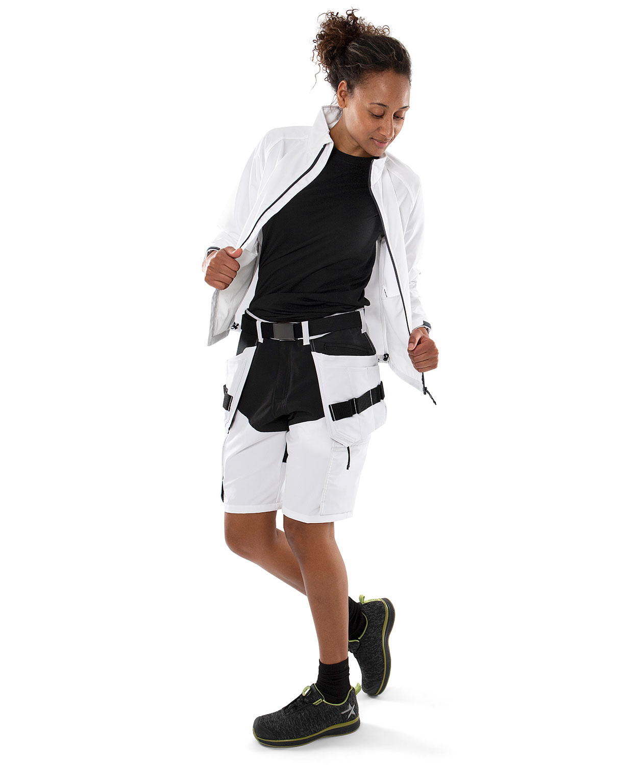 Fristads h&aring;ndv&aelig;rkershorts full stretch 2762 LWS, Hvid/Sort, large image number 2