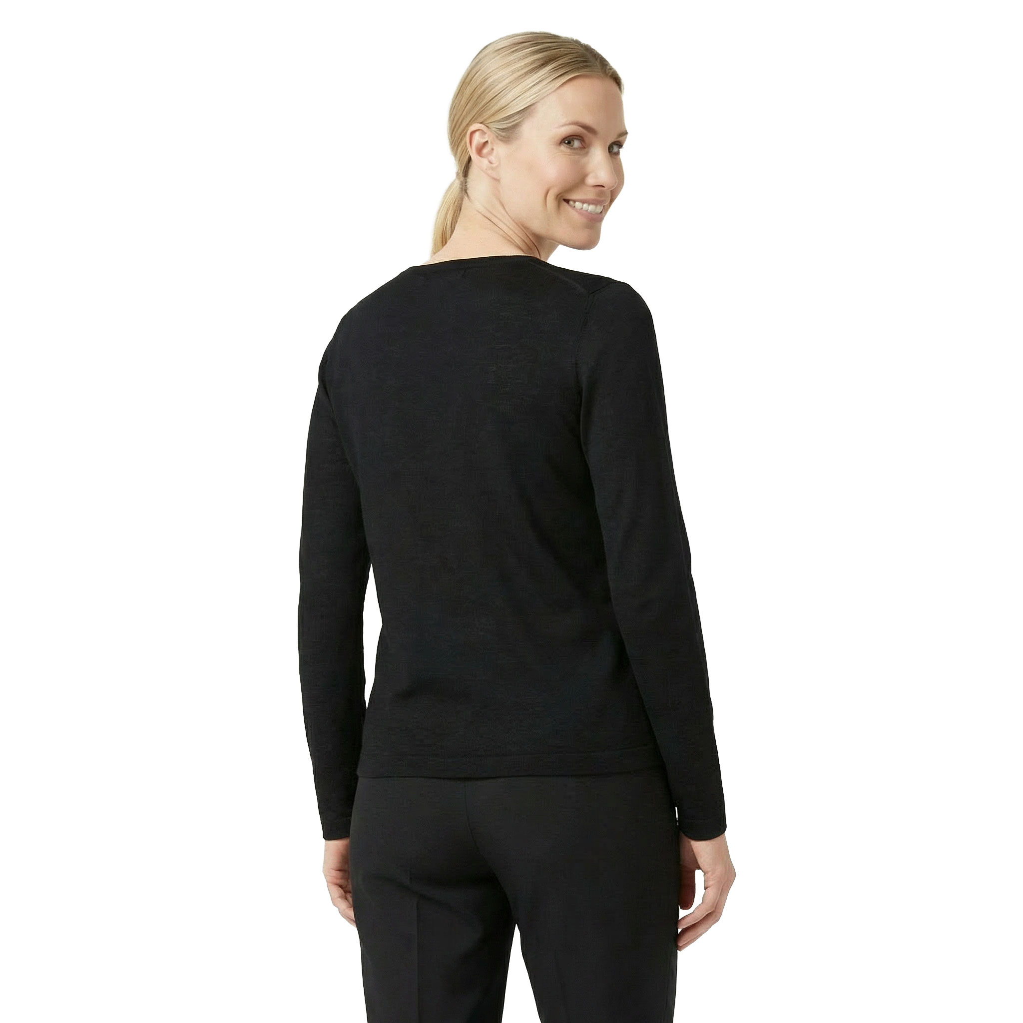 ID women's knitted cardigan with merino wool, Black, large image number 3