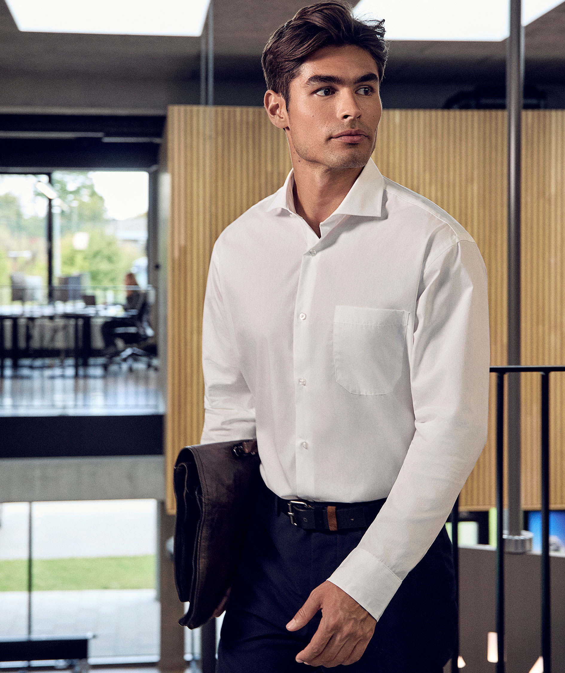 Seven Seas modern fit Poplin skjorte, Hvid, large image number 6