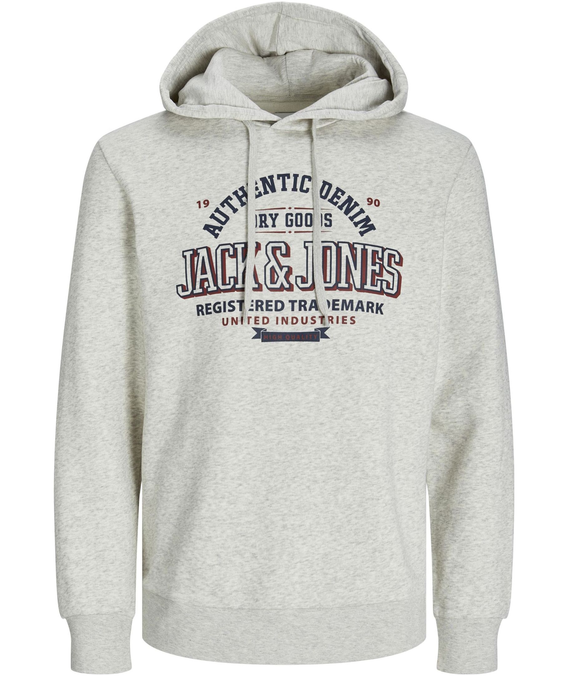 Jack & Jones JJELOGO hoodie, White melange