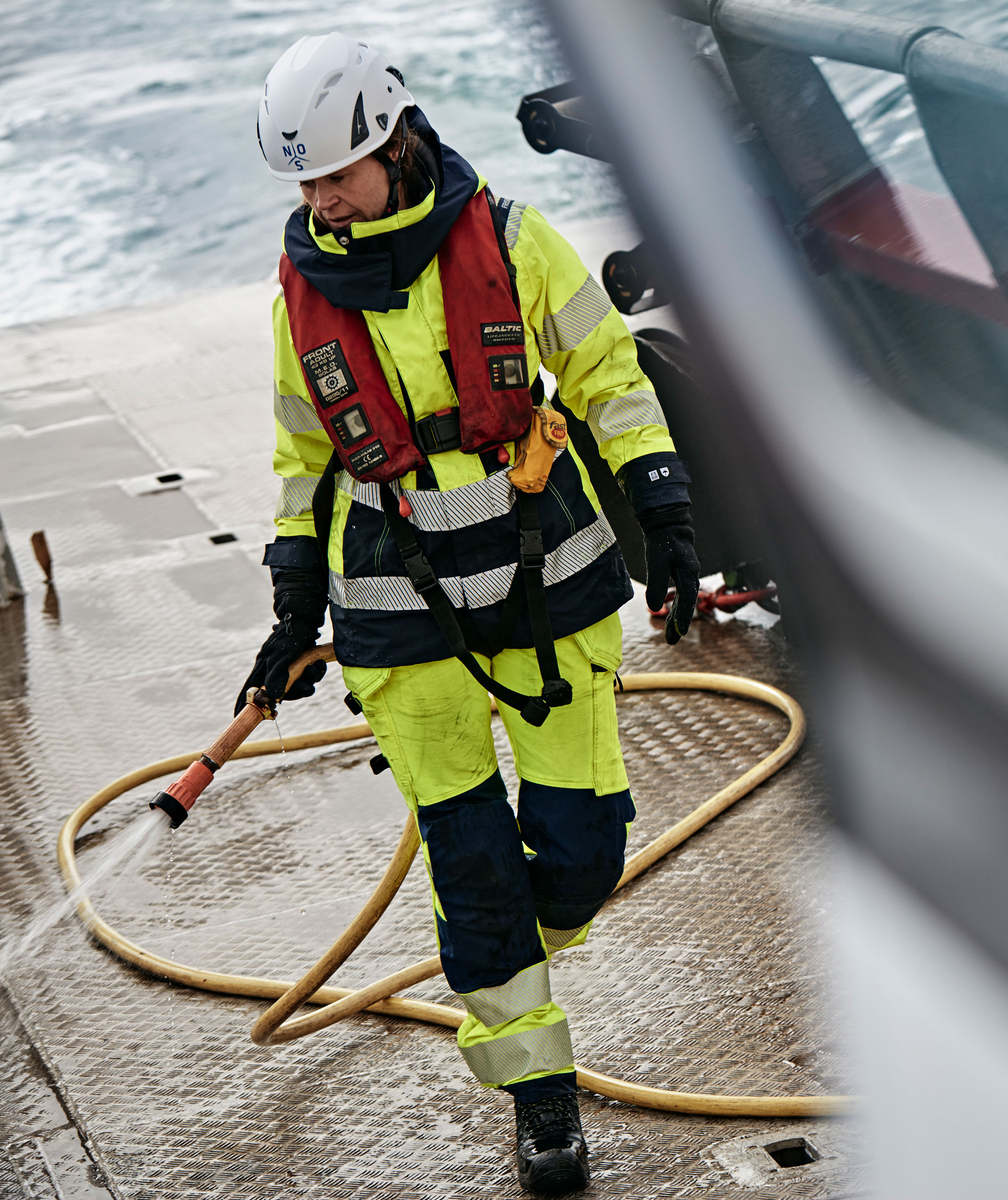 Fristads Green 2664 GSTP hantverksbyxa dam full stretch, Varsel yellow/marinbl&aring;, large image number 5