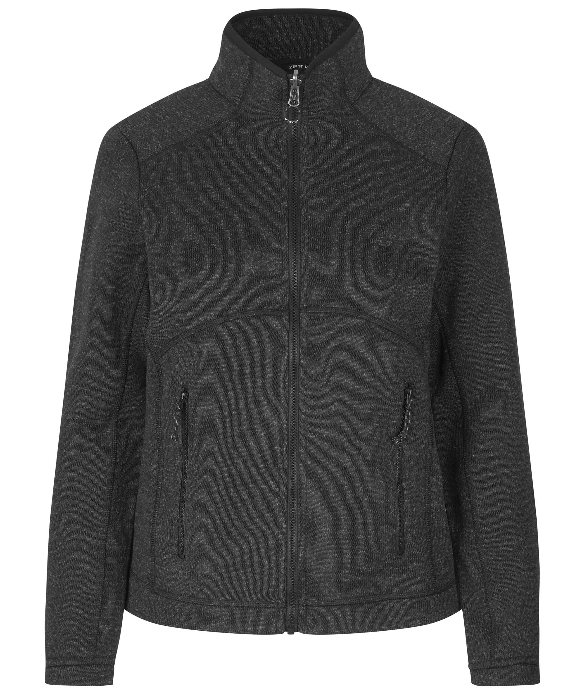 ID Zip'n'mix Melange stickad fleececardigan dam, Koks Melange
