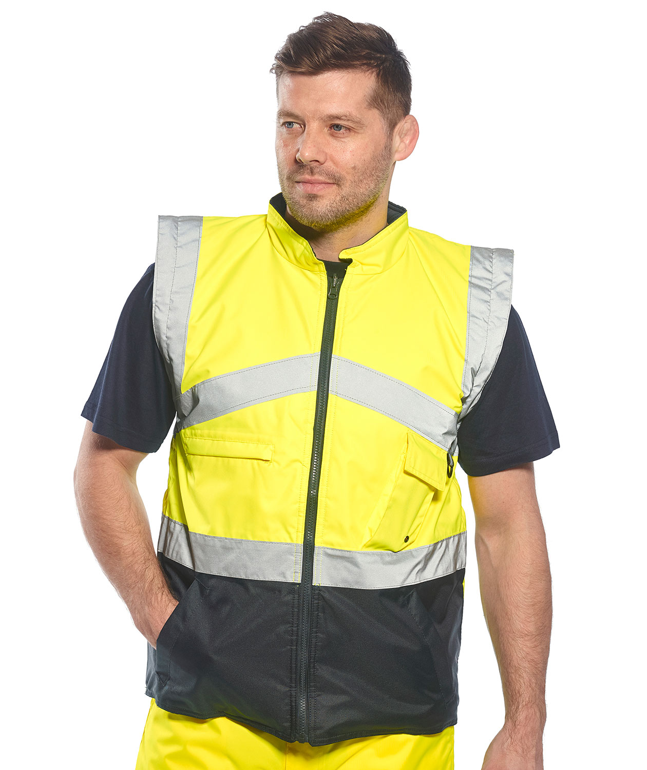Portwest termojakke, Hi-vis&nbsp;Gul/Marine, large image number 2