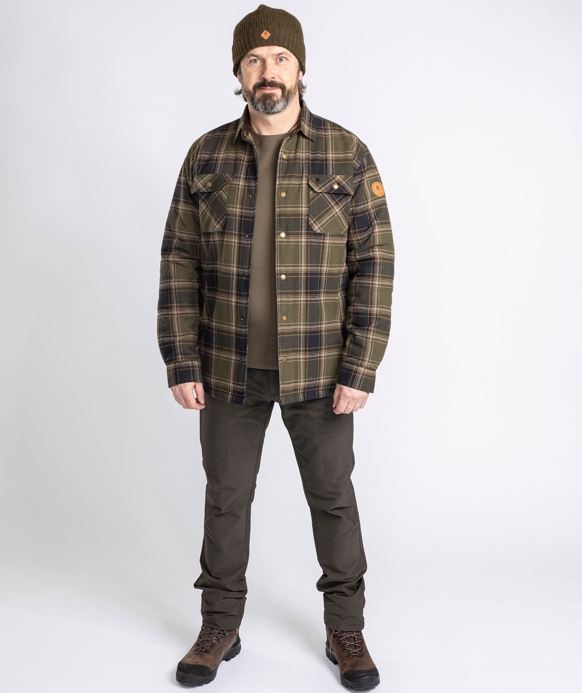 Pinewood Finnveden Checked regular fit foret skovmandsskjorte, Mossgreen/Black, large image number 6