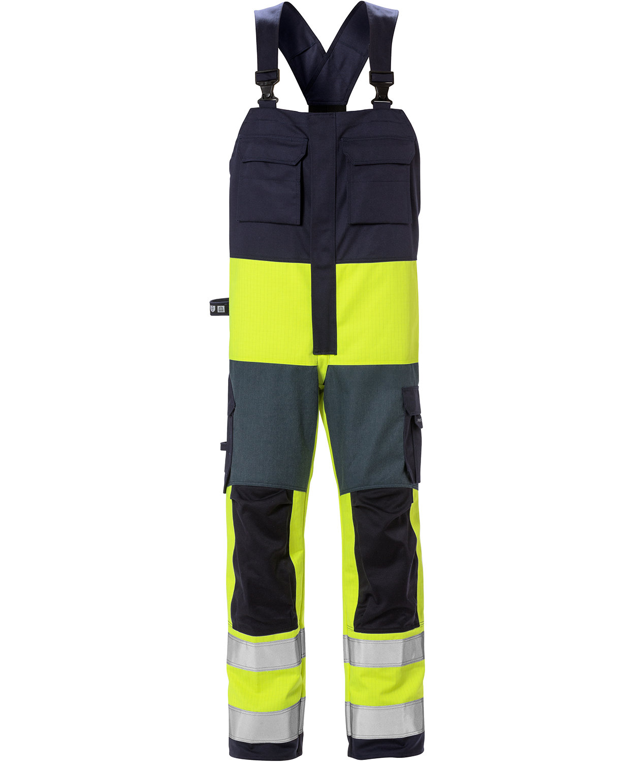 Fristads Flame selebukse 1584 FLAM, Hi-vis gul/marinebl&aring;