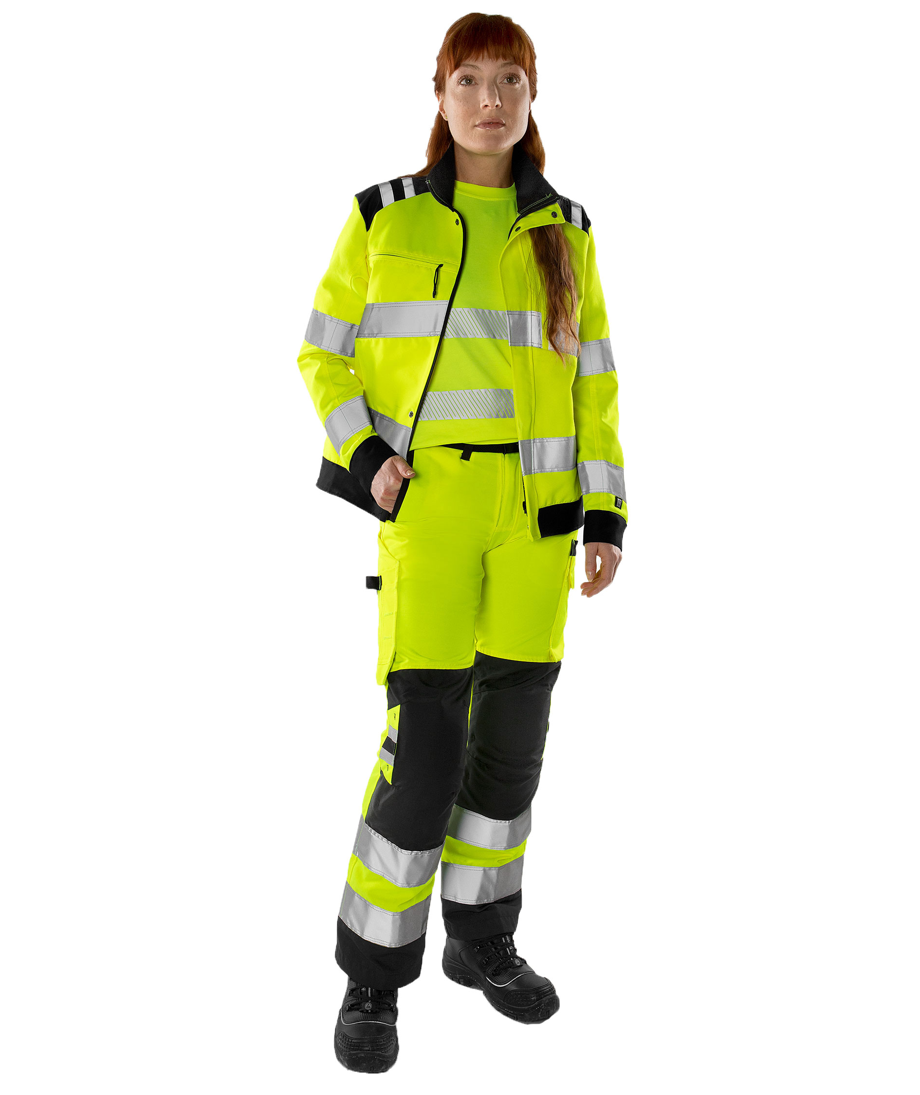 Fristads Green arbetsbyxa dam 2642 GPLU, Varsel Gul/Svart, large image number 1