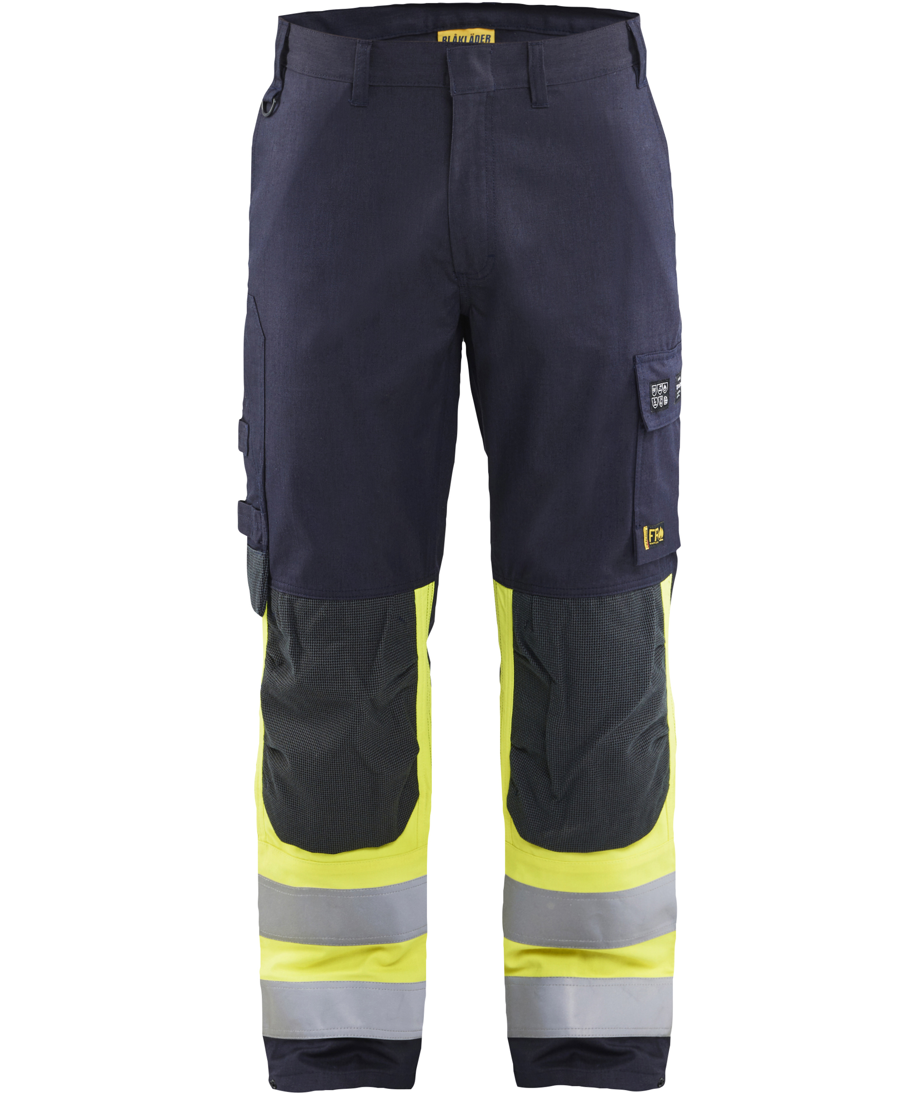 Bl&aring;kl&auml;der Multinorm arbejdsbukser, Marine/Hi-Vis gul