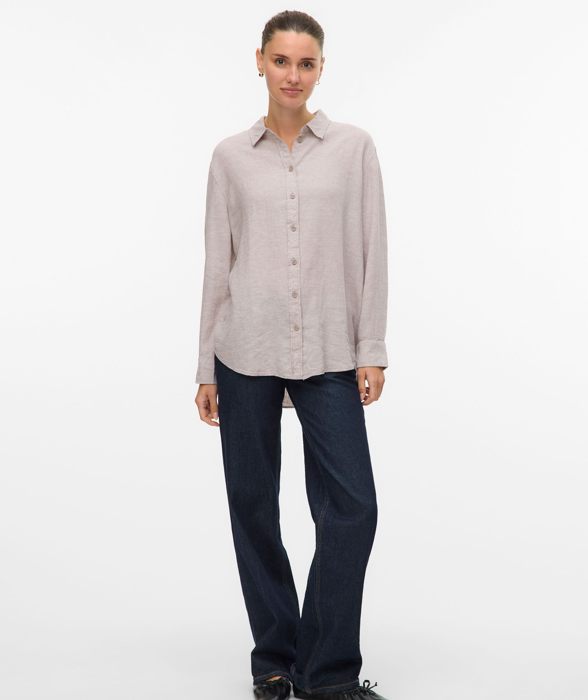 Vero Moda VMLINN women's linen shirt, Moon Rock Melange, large image number 5